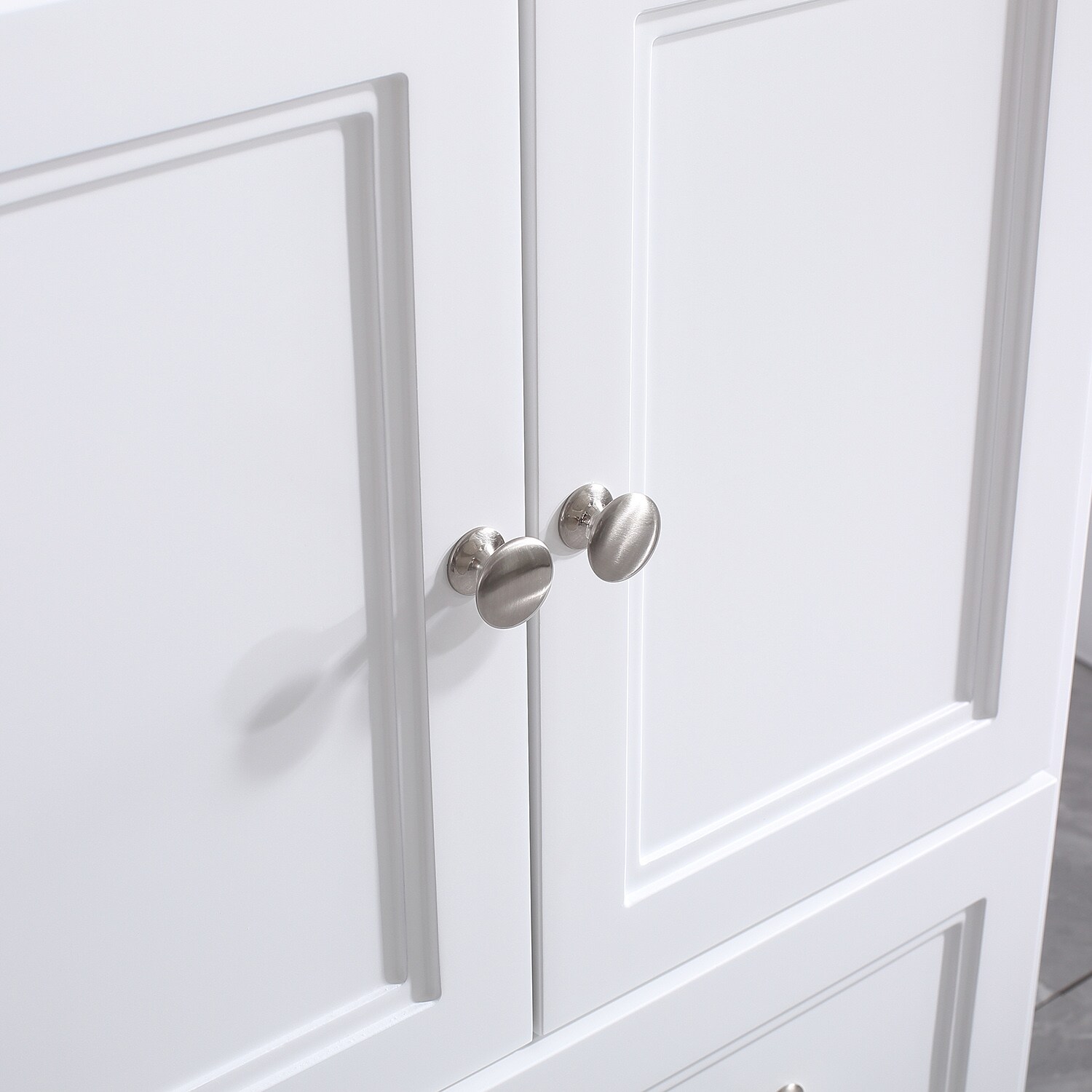 24-Inch White MDF Bathroom Vanity with Ceramic Sink and Mirror