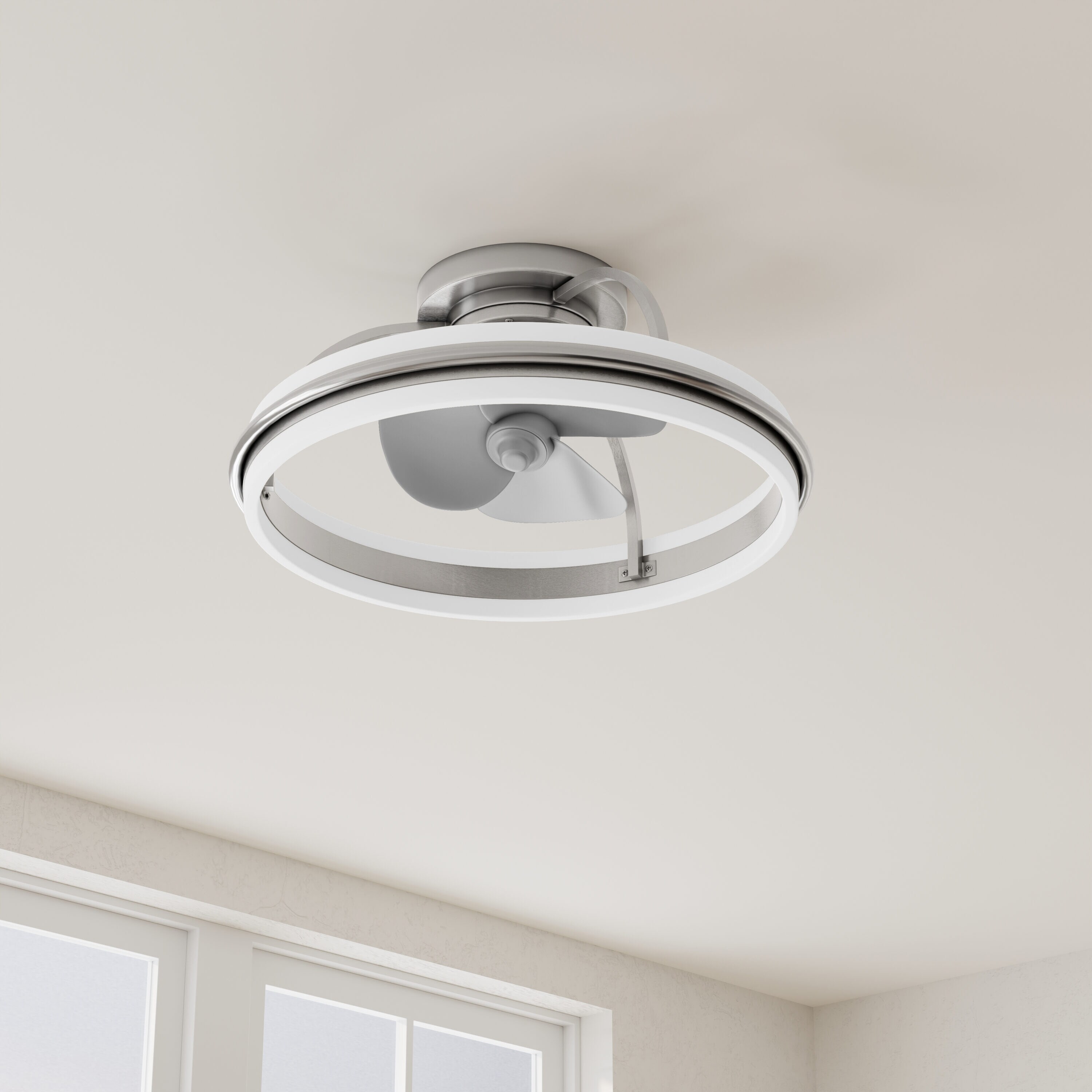 Brushed Nickel 21" LED Ceiling Fan with Remote and Lighting