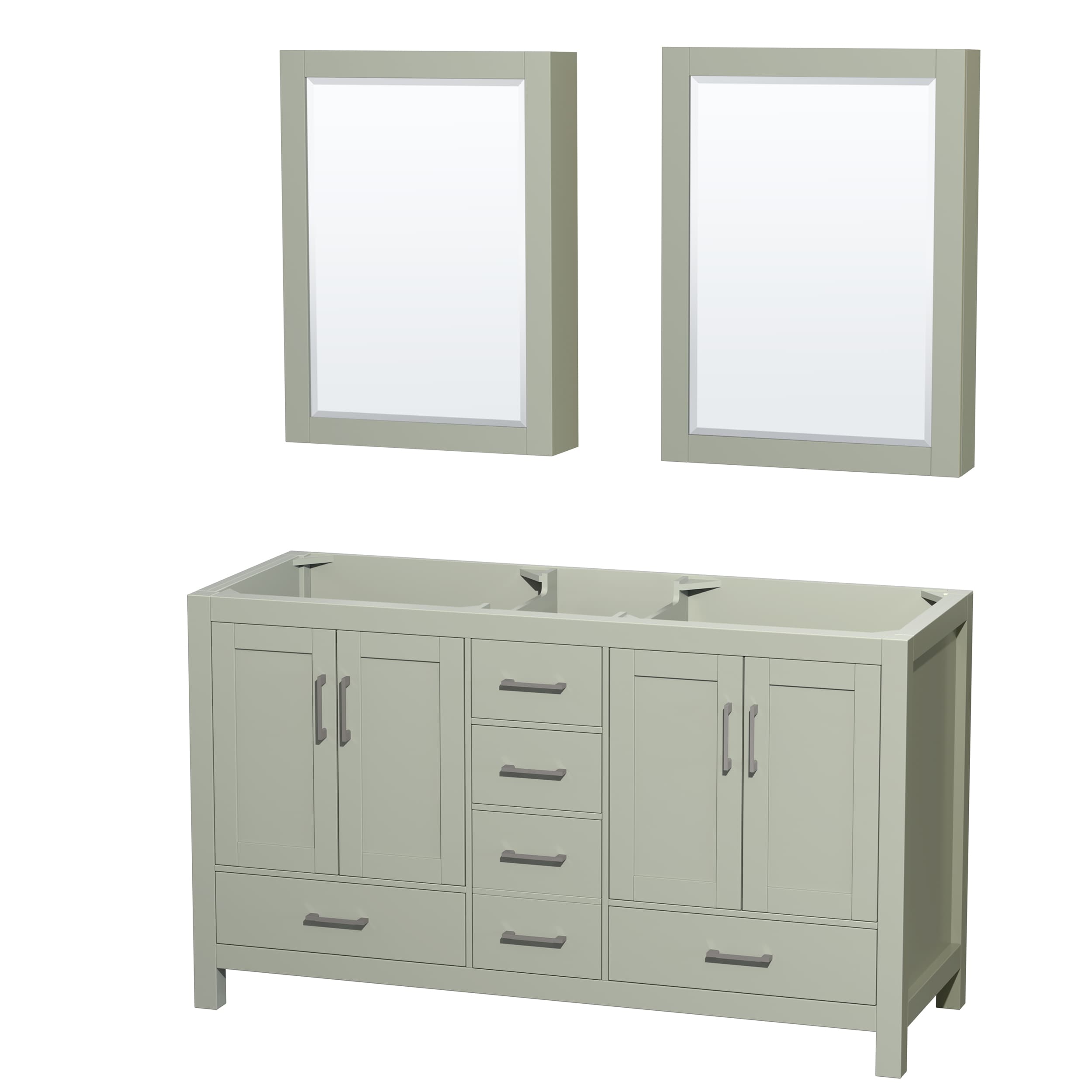 Wyndham Collection WCS141460DLGCXSXXMED Sheffield 60-in Light Green (Mirror Included) (Medicine Cabinet Included)