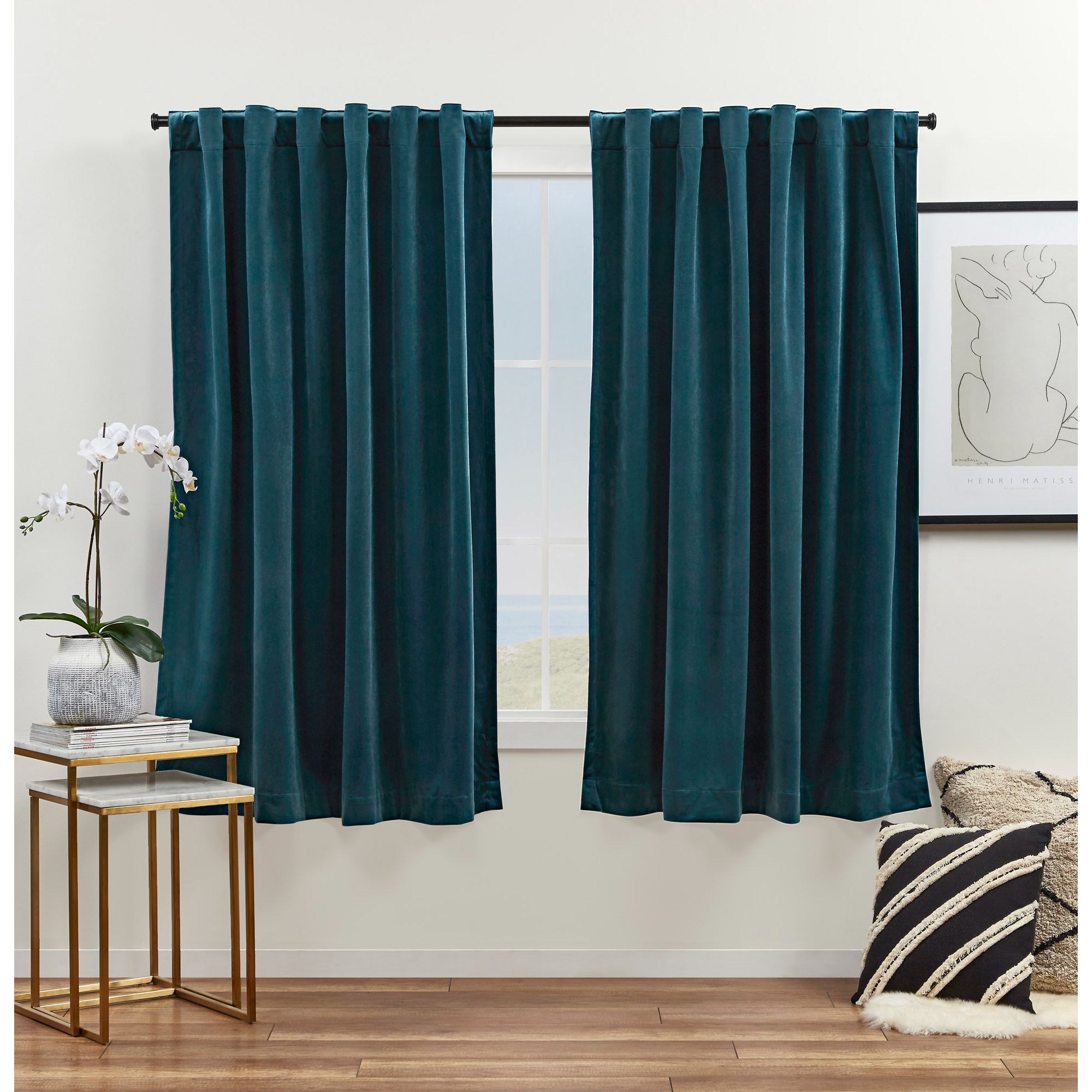 Exclusive Home YC013571DSEHA1 A177 63-in Teal Light filtering Back tab Curtain panel pair