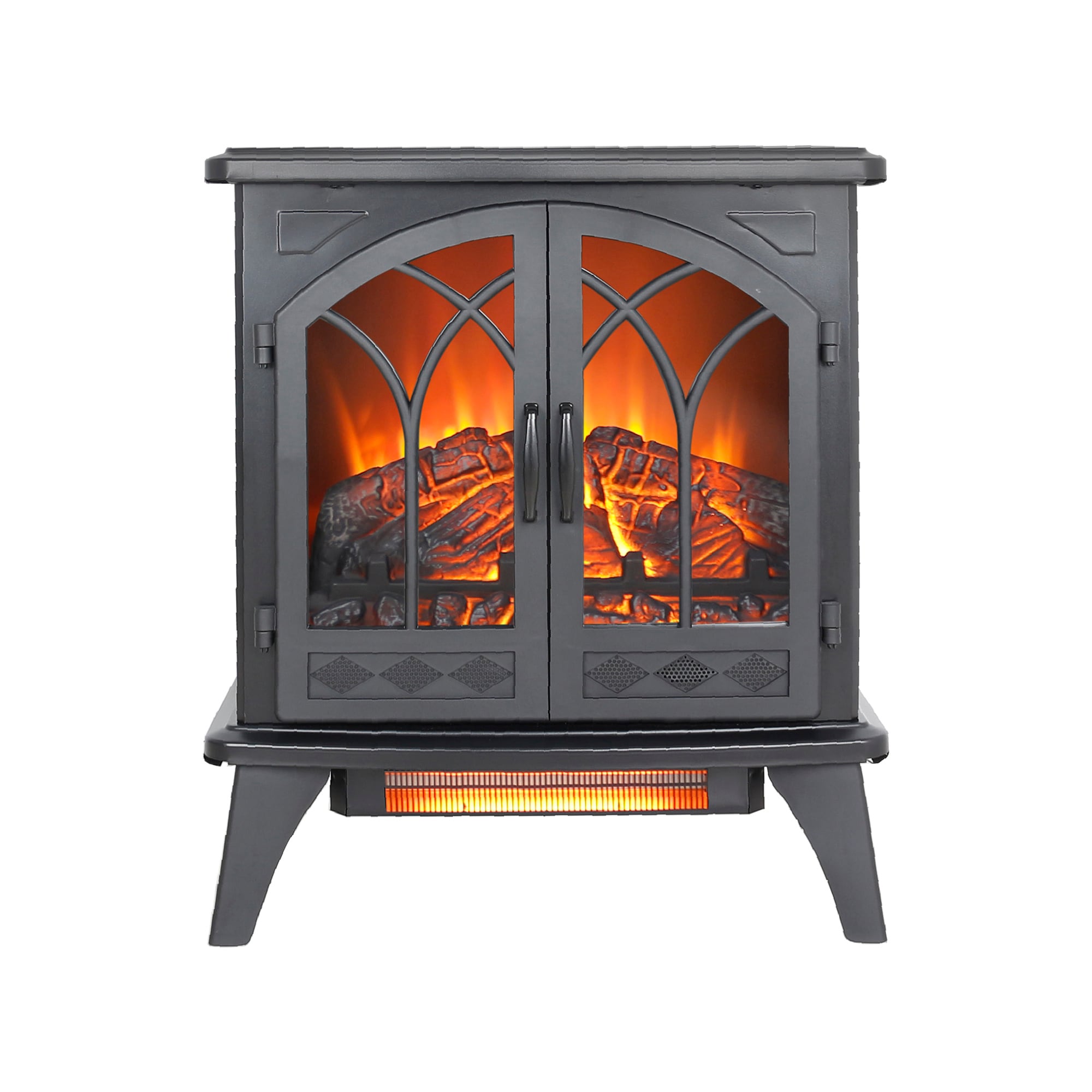 SINOFURN SYC070009BK 23.7-Inches W Black Free standing LED Corner or flat wall Electric Fireplace with Remote Control Included