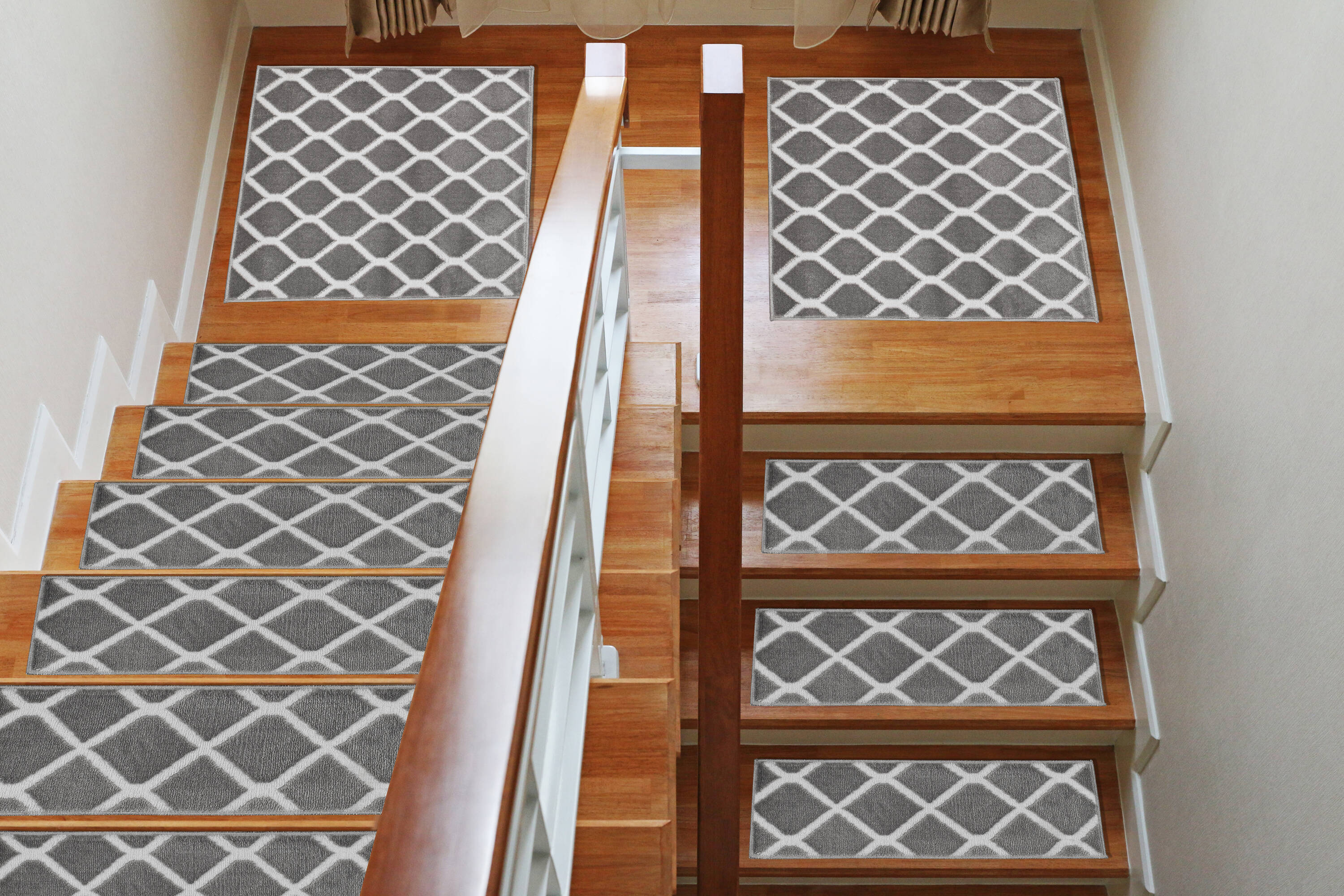 The Sofia Rugs Non-Slip Stair Treads (Set of 5) Rugs For Stairs 10 X 30  (ft) Shag White/Gray Indoor Geometric Farmhouse/Cottage Machine Washable  Stair Tread Rug in the Rugs department at