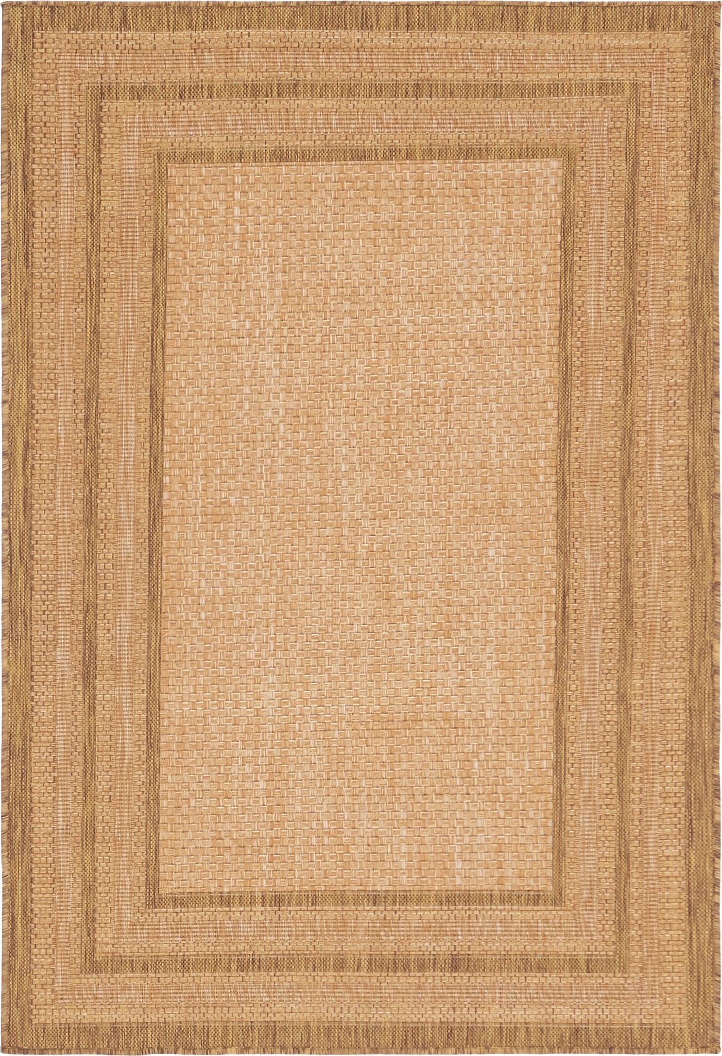 Unique Loom 3140721 Multi Border Outdoor 4 x 6 (ft) Loomed Polypropylene Light Brown/Brown Rectangular Indoor/Outdoor Geometric Area rug