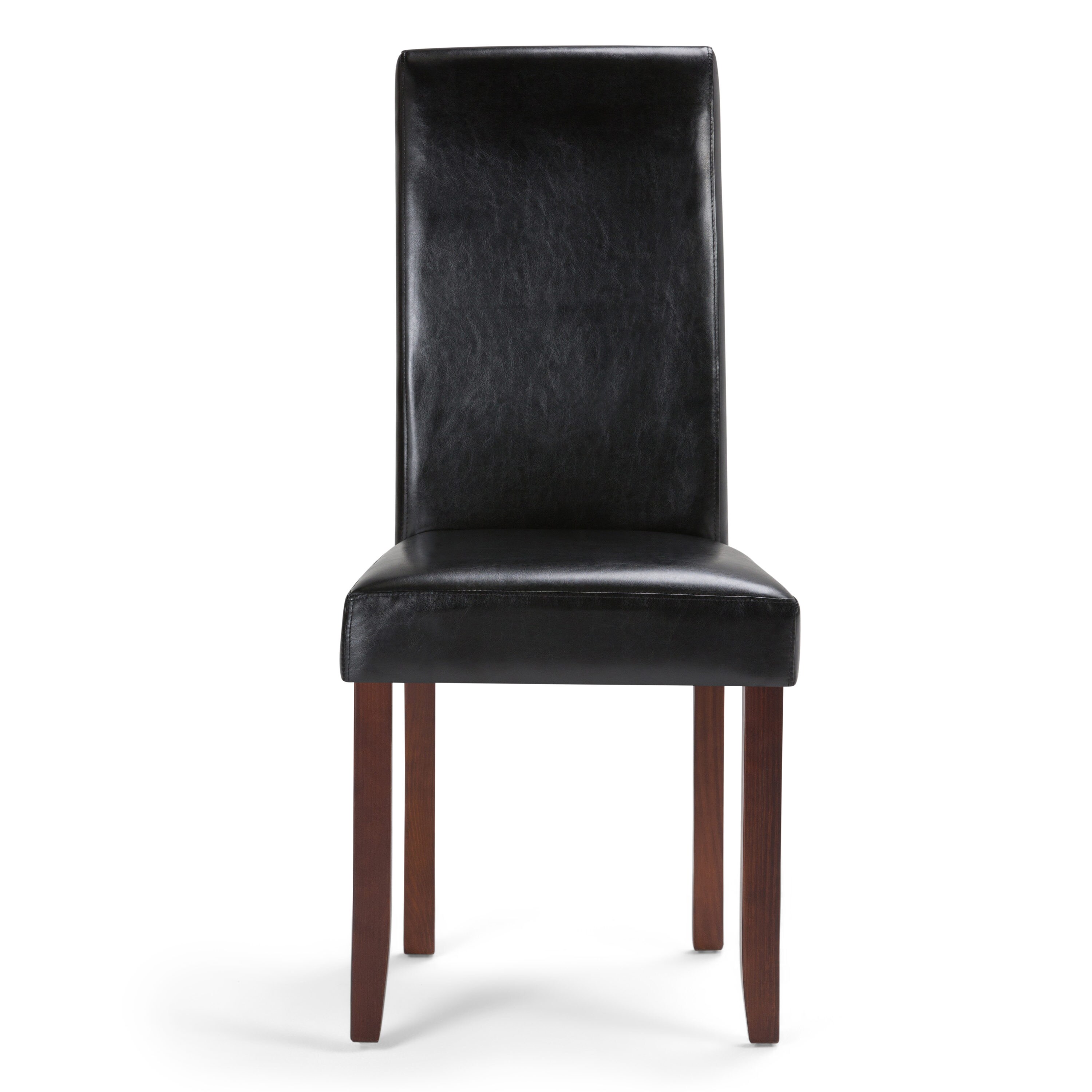 Acadian Midnight Black Faux Leather Upholstered Parsons Side Chair
