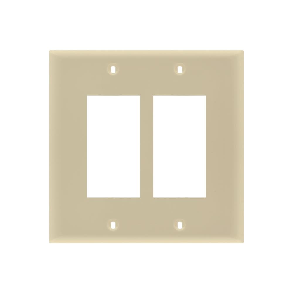 Utilitech 3032-IV10 2 -Gang Standard Size Ivory Plastic Indoor Decorator Wall Plate 10 -Pack