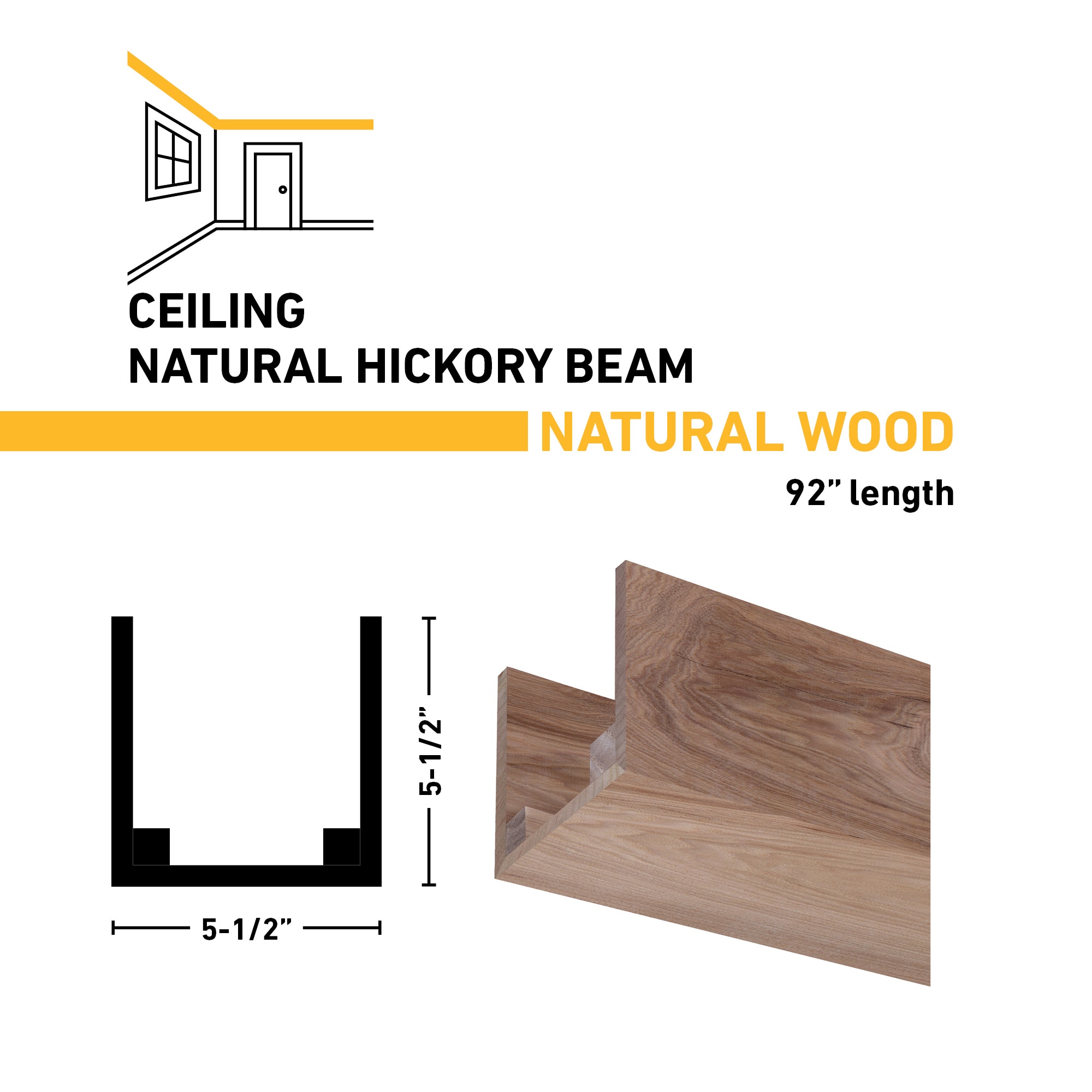 Ornamental Mouldings BEAMNAT01-92HIC5X5 Faux-Beams - View #3