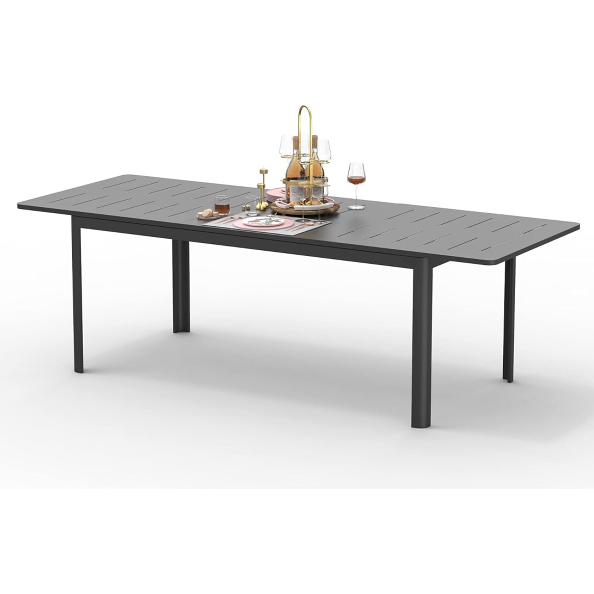 Mondawe MA-GCABQ-40TL Patio Table Rectangle Extendable Outdoor Dining 35.4-in W x 94.5-in L