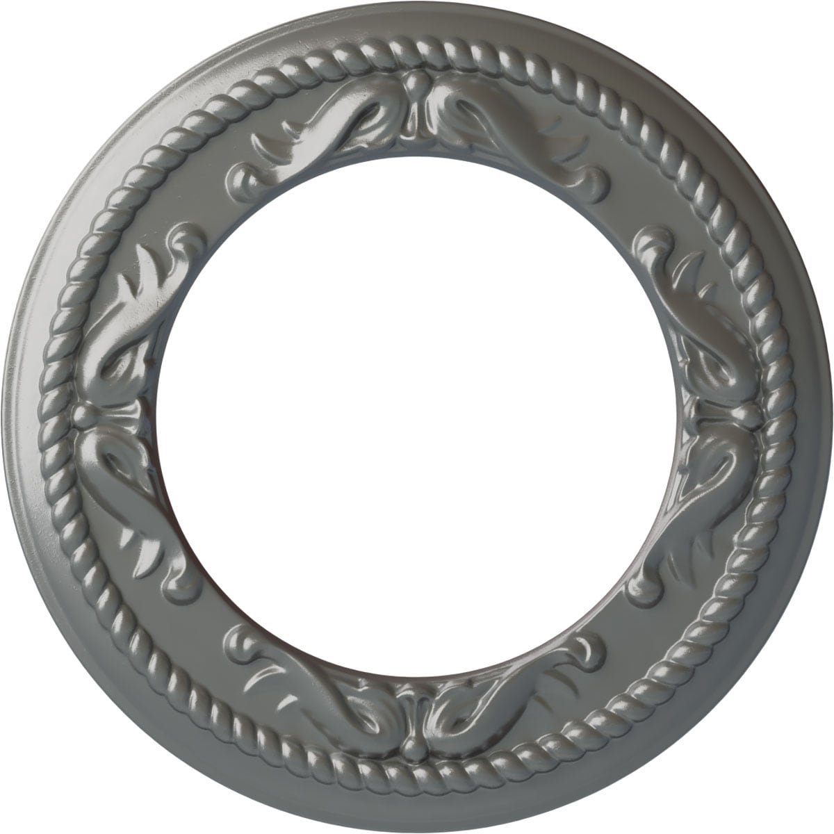 Ekena Millwork CM12MESLS Roped Medway 12.25-in W x 12.25-in L Painted Silver Polyurethane Whole Ceiling Medallion