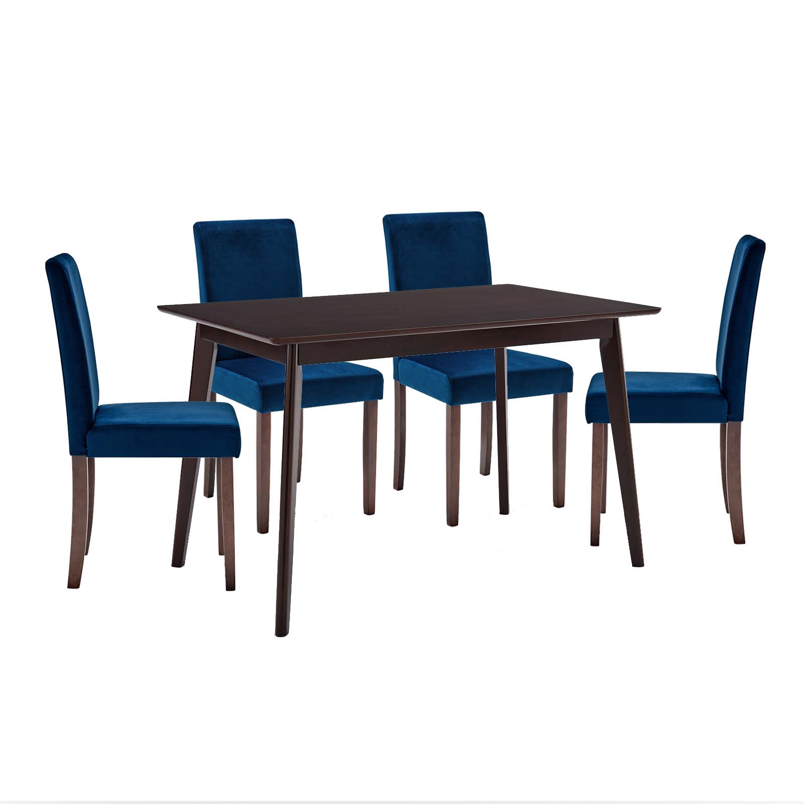 Modway  Prosper 5 Piece Upholstered Velvet Dining Set in Cappuccino Navy