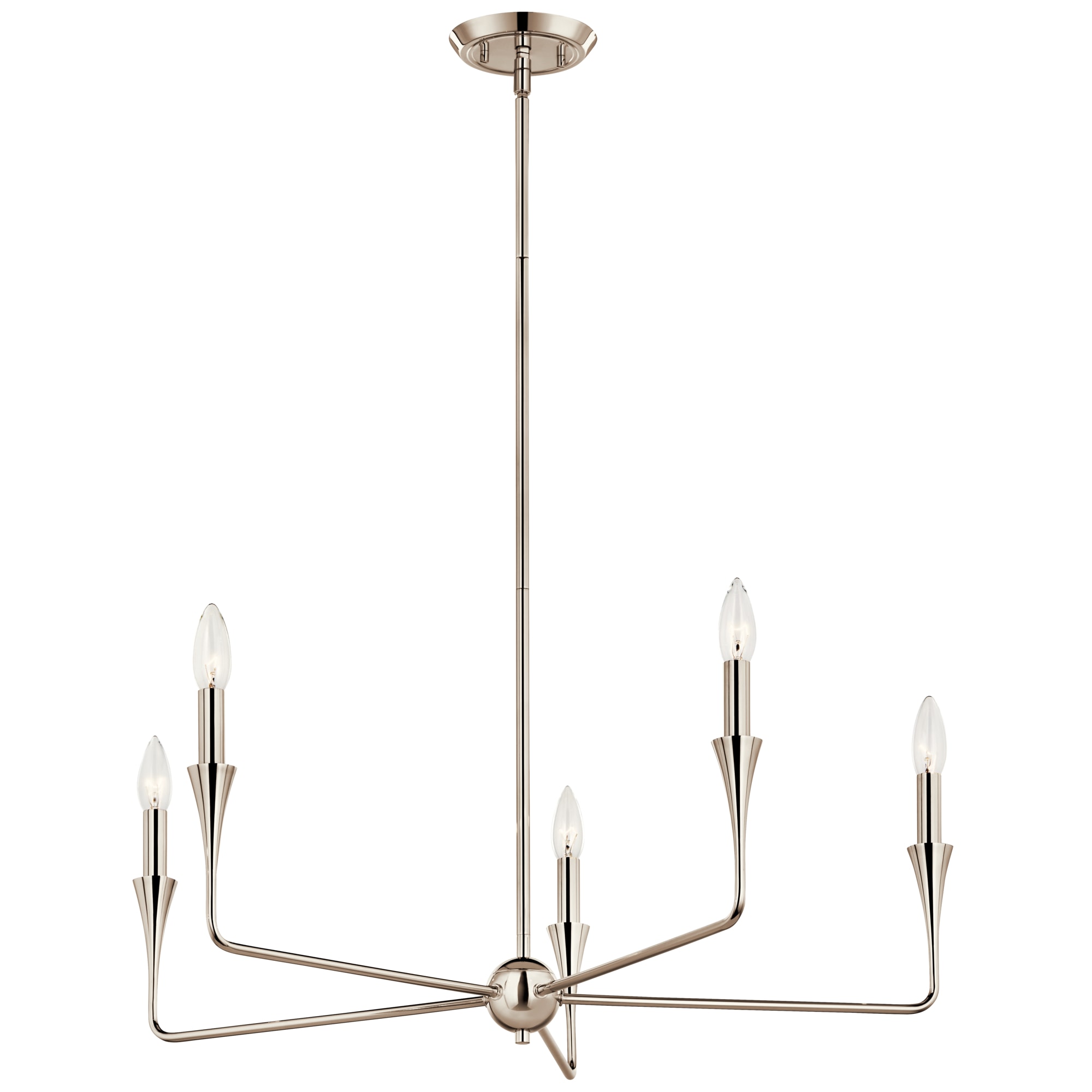 Kichler 52689PN Alvaro 5 -Light Nickel Modern/contemporary Bare bulb For Use in Bedrooms, Dining Rooms, Foyers, Kitchens, Living Rooms Chandelier