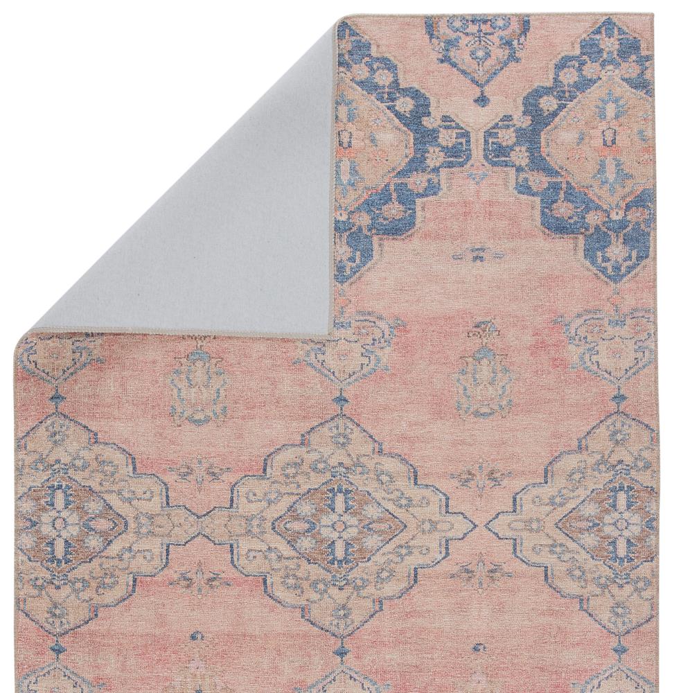 Kairos Blue and Pink Medallion Washable Runner Rug