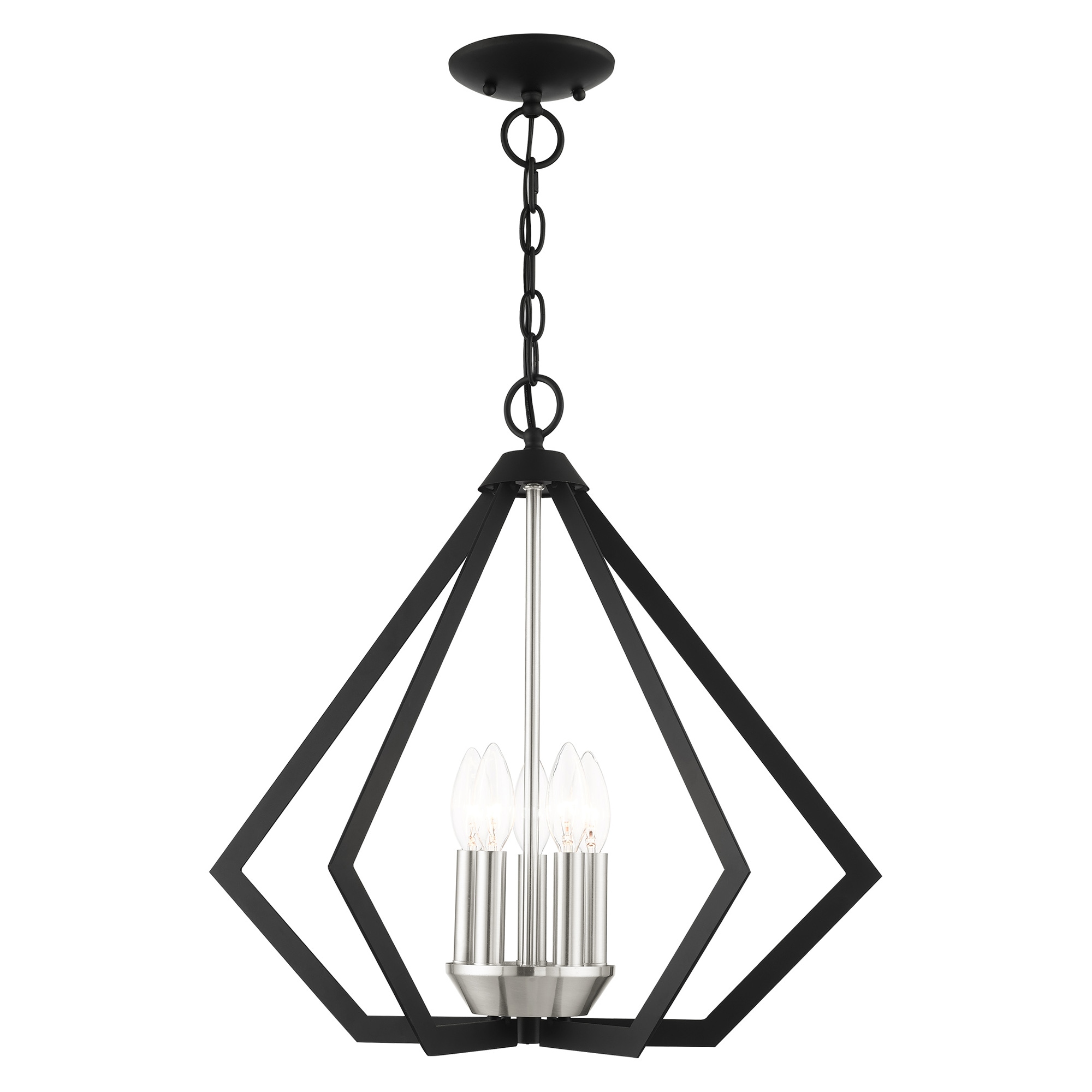 Livex Lighting 40925-04 Prism 5 -Light Matte Black Modern/contemporary For Use in Bathrooms, Bedrooms, Dining Rooms, Foyers, Kitchens, Living Rooms Chandelier