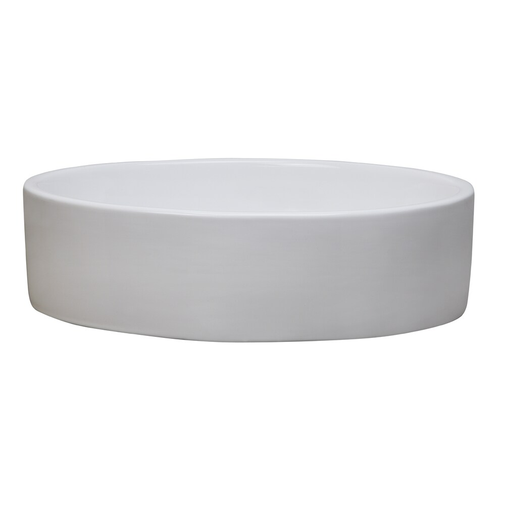 DECOLAV 1459-CWH Classically Redefined White Vessel Oval Bathroom Sink (19.63-in x 14.38-in)