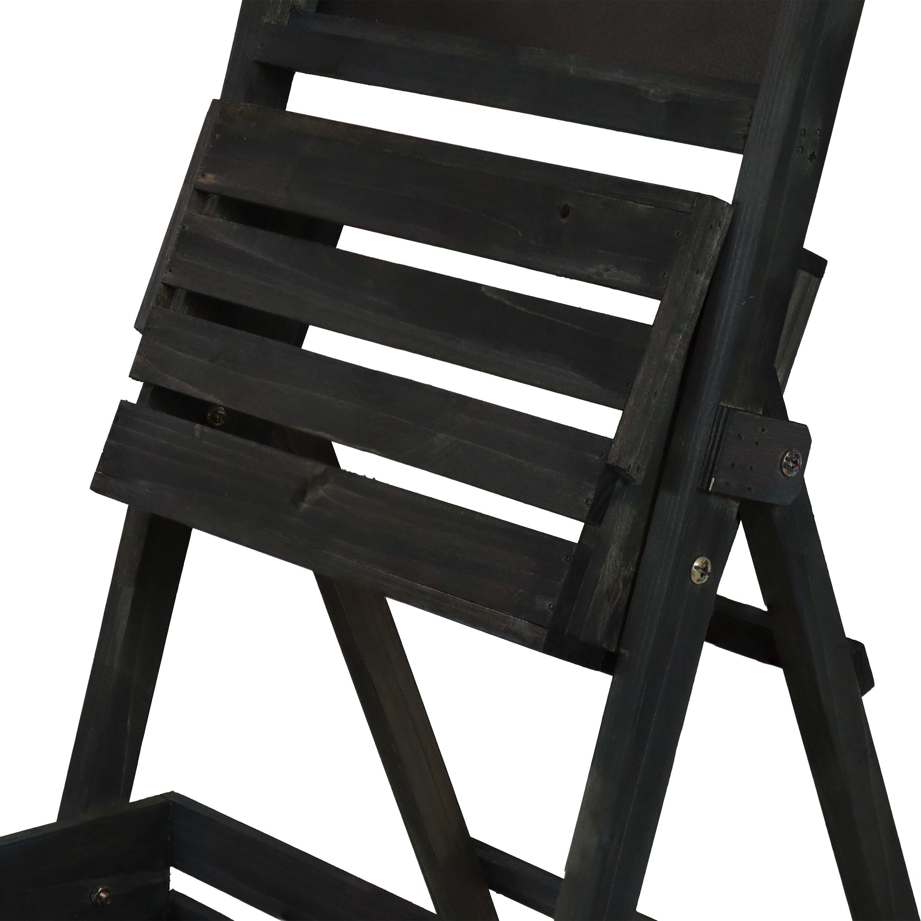 Black Fir Wood 3-Tier Ladder Plant Stand with Chalkboard