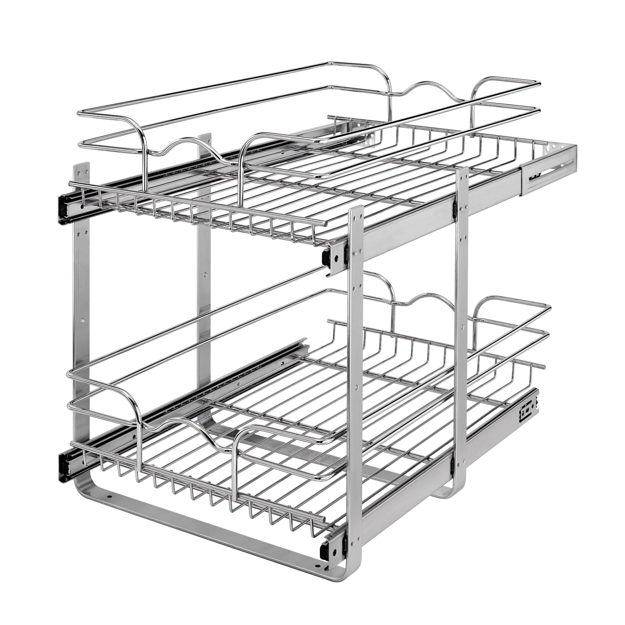 Rev-A-Shelf 12 Inch Width 2 Tier Wire Kitchen Base Cabinet Pull
