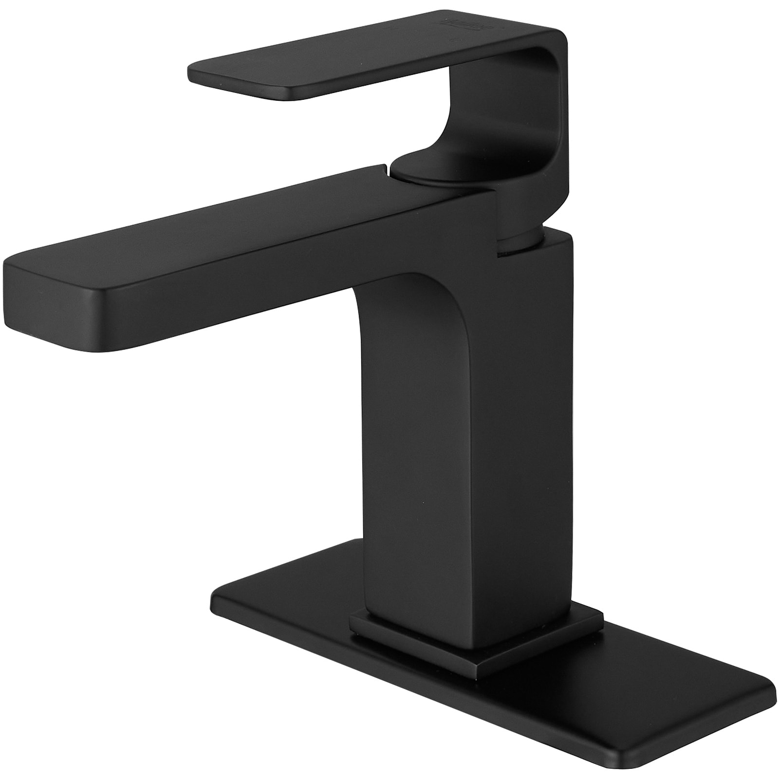 BWE A-96037-BLACK Matte Black Single hole 1-handle WaterSense Low-arc Commercial/Residential Handle Bathroom Sink Faucet with Drain with Deck Plate