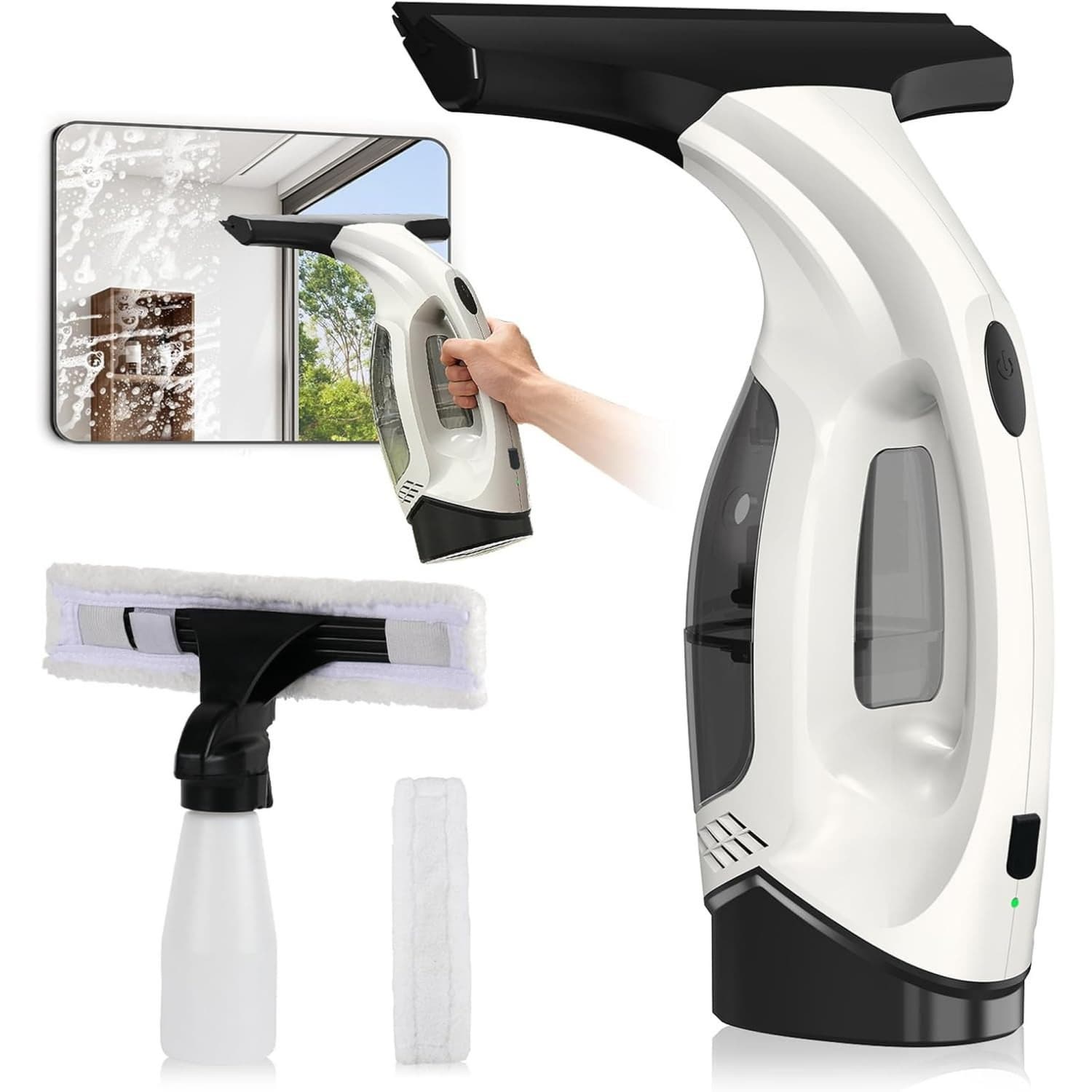 Angel Sar Window Vacuum Squeegee with 280mm W 2000Pa Suction 2200mAh Battery 150mL Tank Beige For cleaning windows glass and mirrors