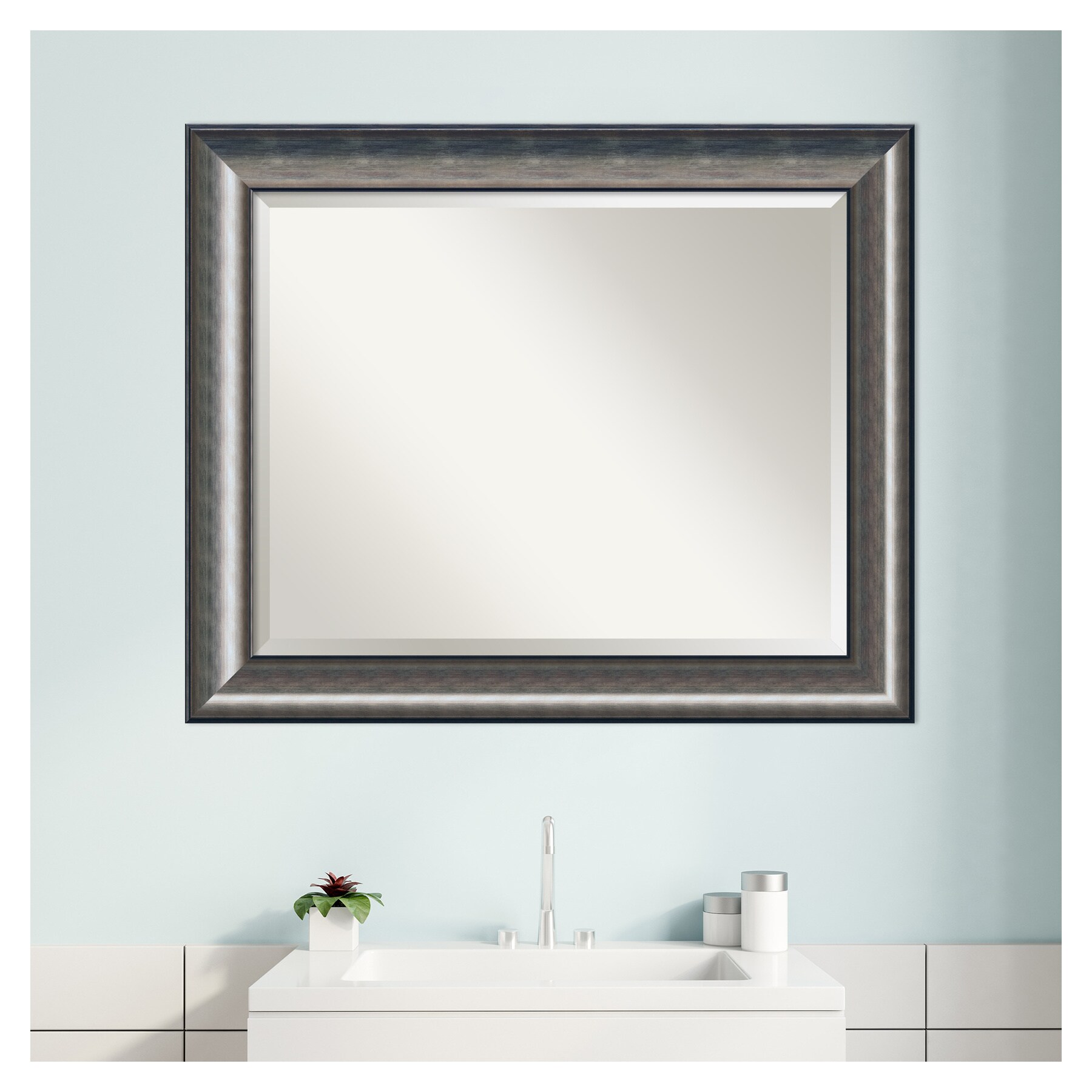 Amanti Art Quicksilver Scoop Frame 33.75-in x 27.75-in Framed Bathroom ...