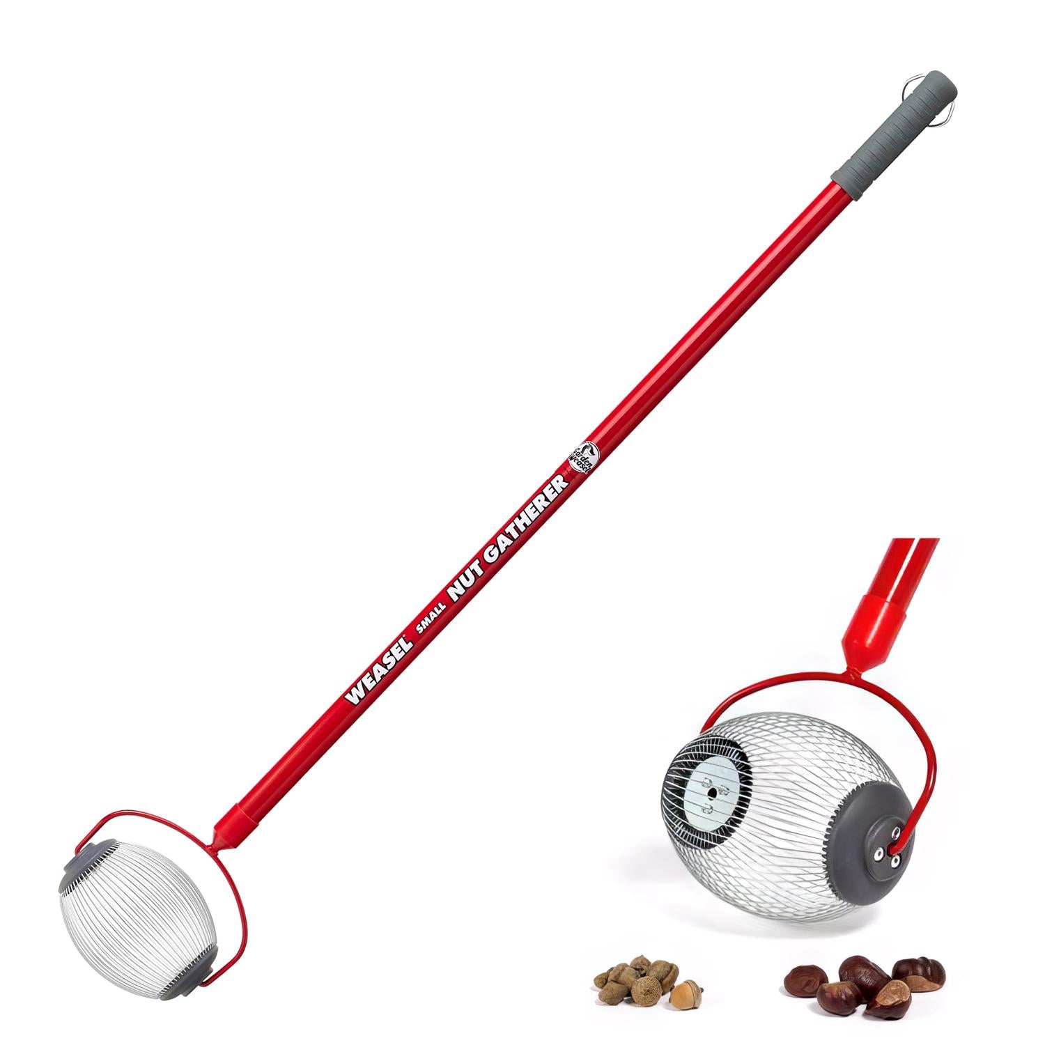 Garden Weasel - Small Nut Gatherer 47.5 in Steel Handle Red