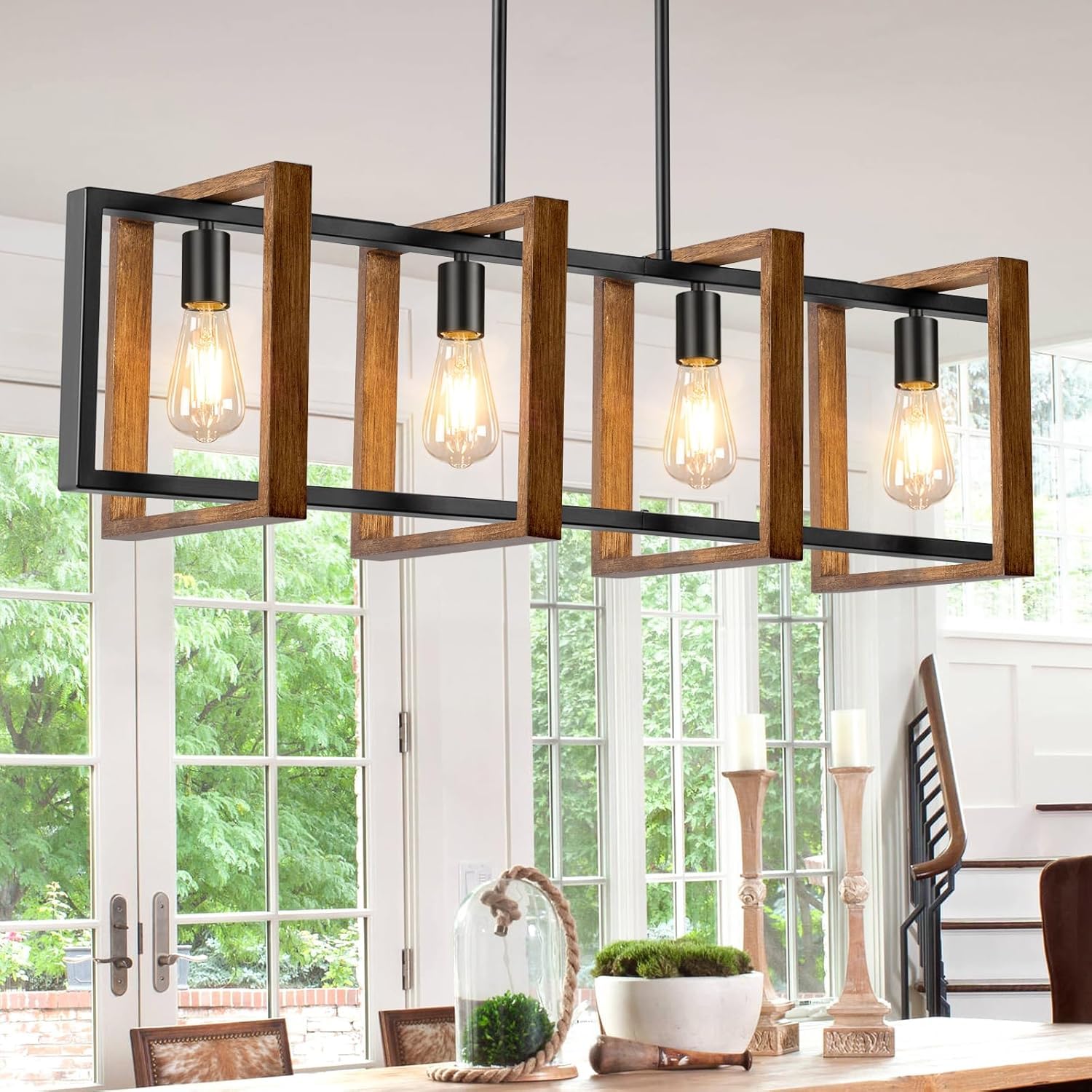 IUEST 4 Lights Dining Room Light Fixture Farmhouse Kitchen Island ...