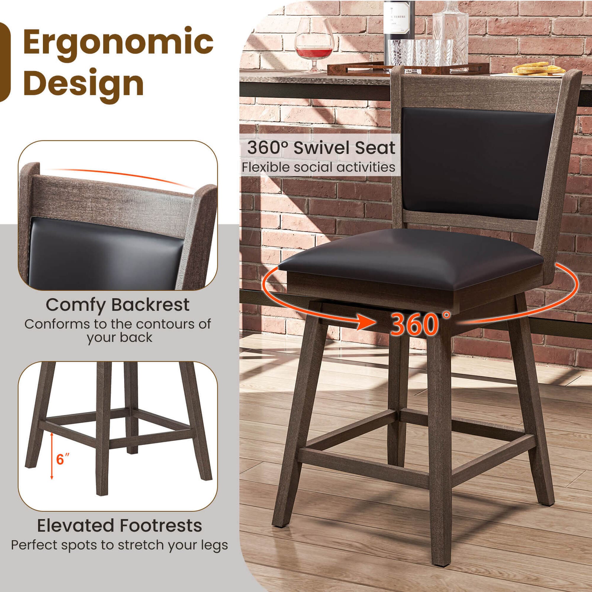 Costway HCST04622 stools - View #4
