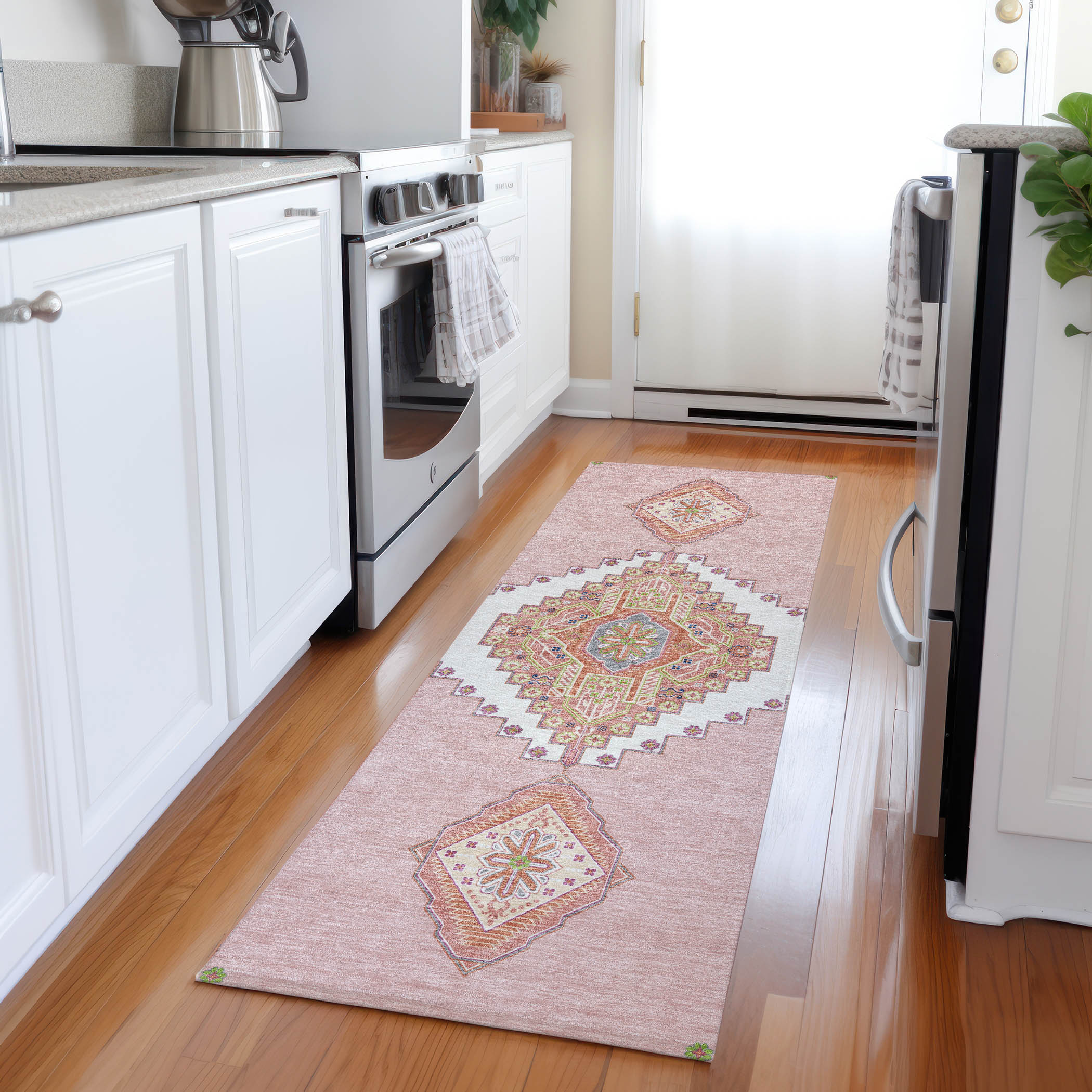 Addison Rugs ACN1014PI2X8 Chantille ACN1014PI 2 x 7 (ft) Polyester Pink Rectangular Indoor/Outdoor Geometric Machine washable Runner rug