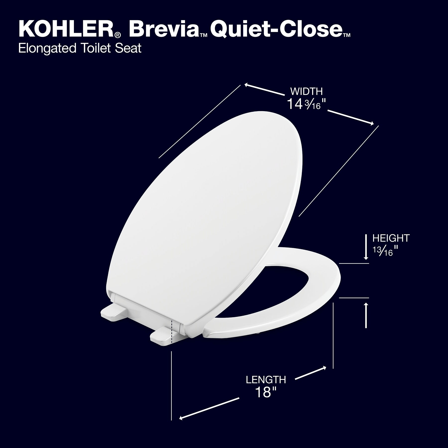 KOHLER Brevia White Elongated SlowClose Toilet Seat in the Toilet