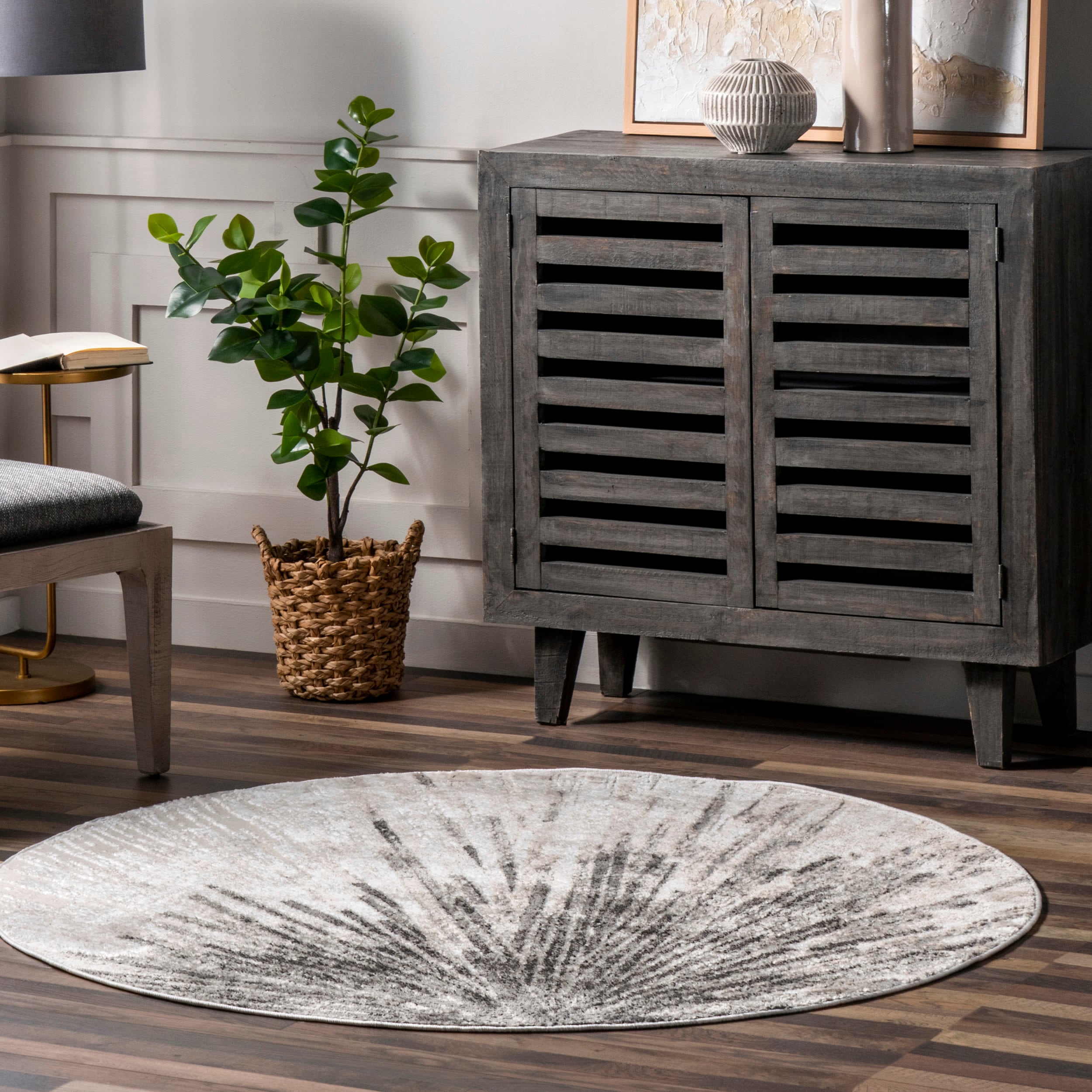 nuLOOM CFDR08B-R505 Amaya 5 x 5 (ft) Loomed Polypropylene Beige Round Indoor Abstract Area rug
