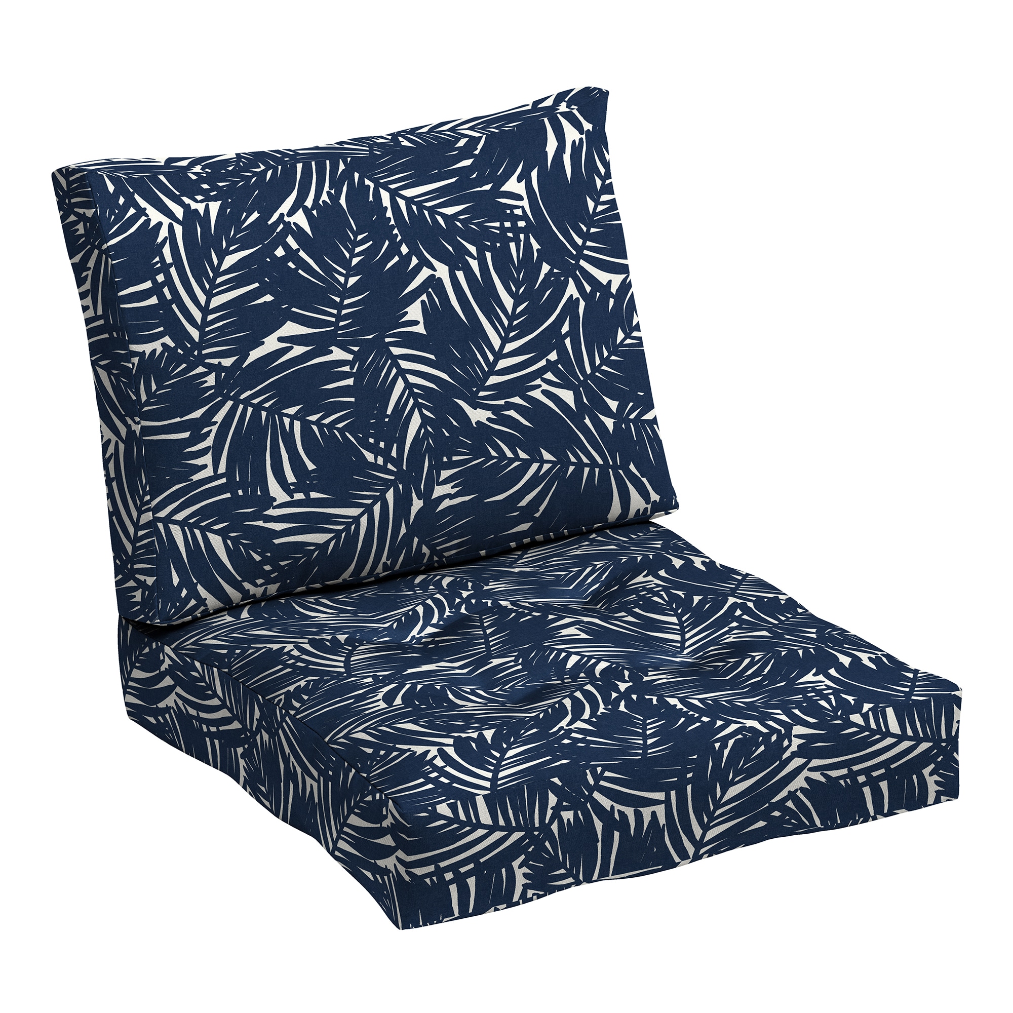 ARDEN - 24-in x 24-in Navy Blue King Palm Deep seat patio chair cushion