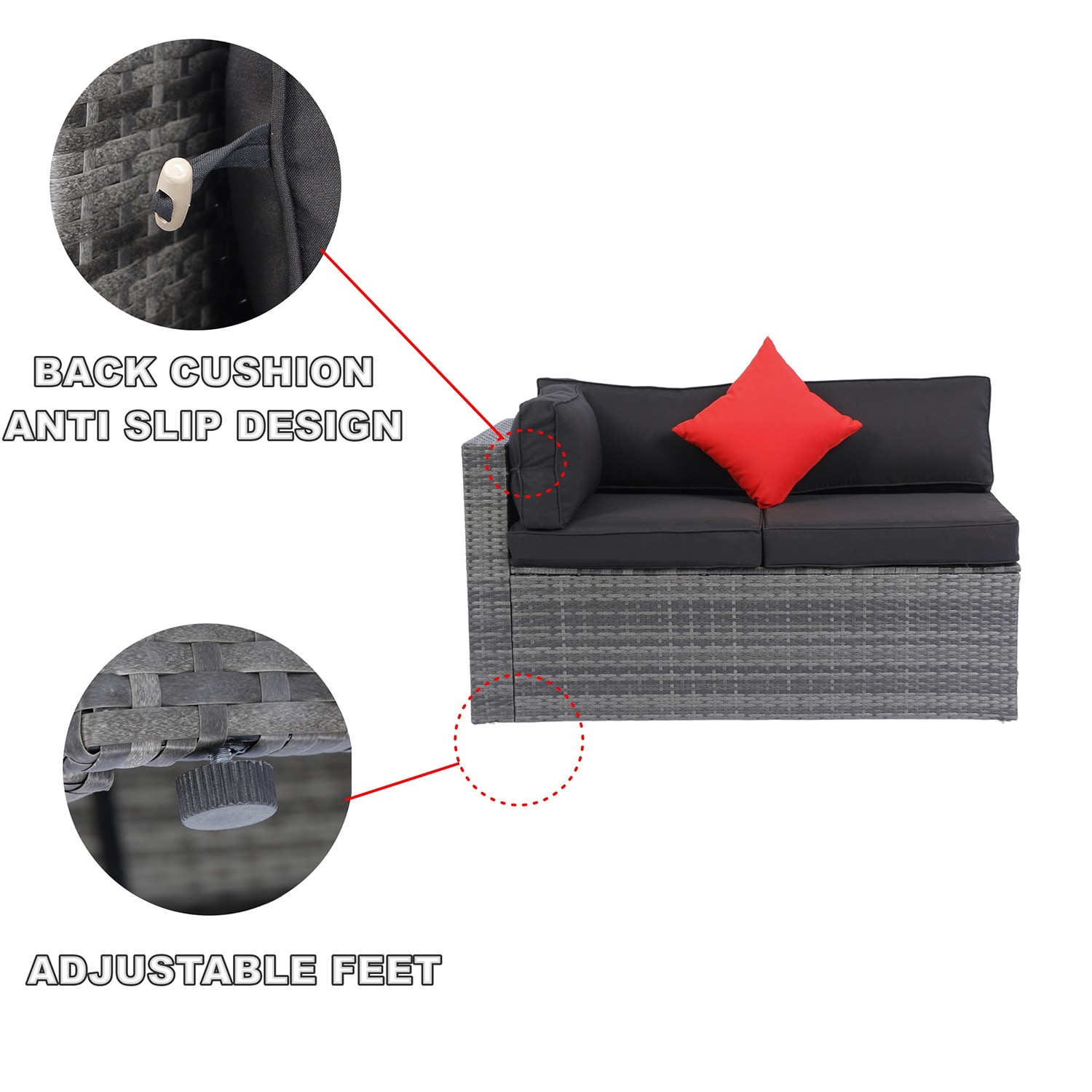SINOFURN SYA710021BK Patio-Sofas-Daybeds - View #2