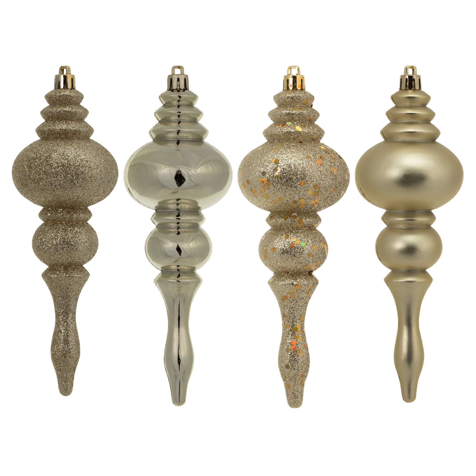 Vickerman N500238 8 -Pack Off-white Finial Standard Indoor Ornament set Shatterproof