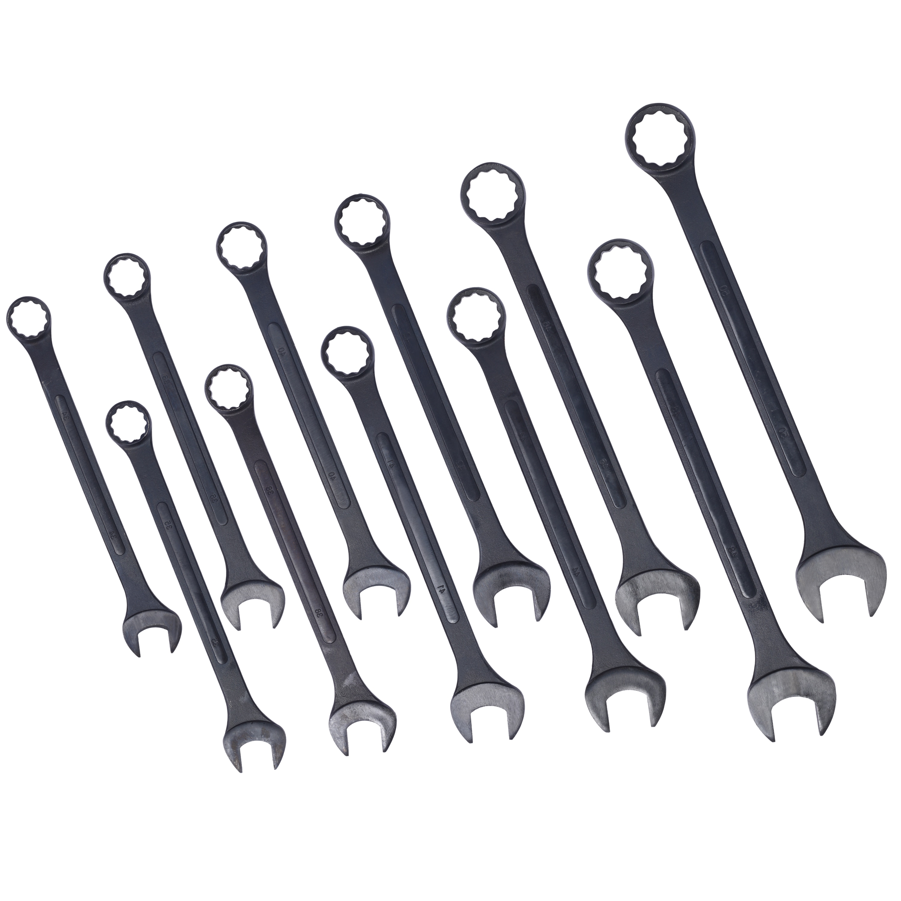 Tatayosi JJ154070 Jumbo Combination Wrench Set extra large Metric 11-piece 34 to 50mm Black Oxide with Pouch