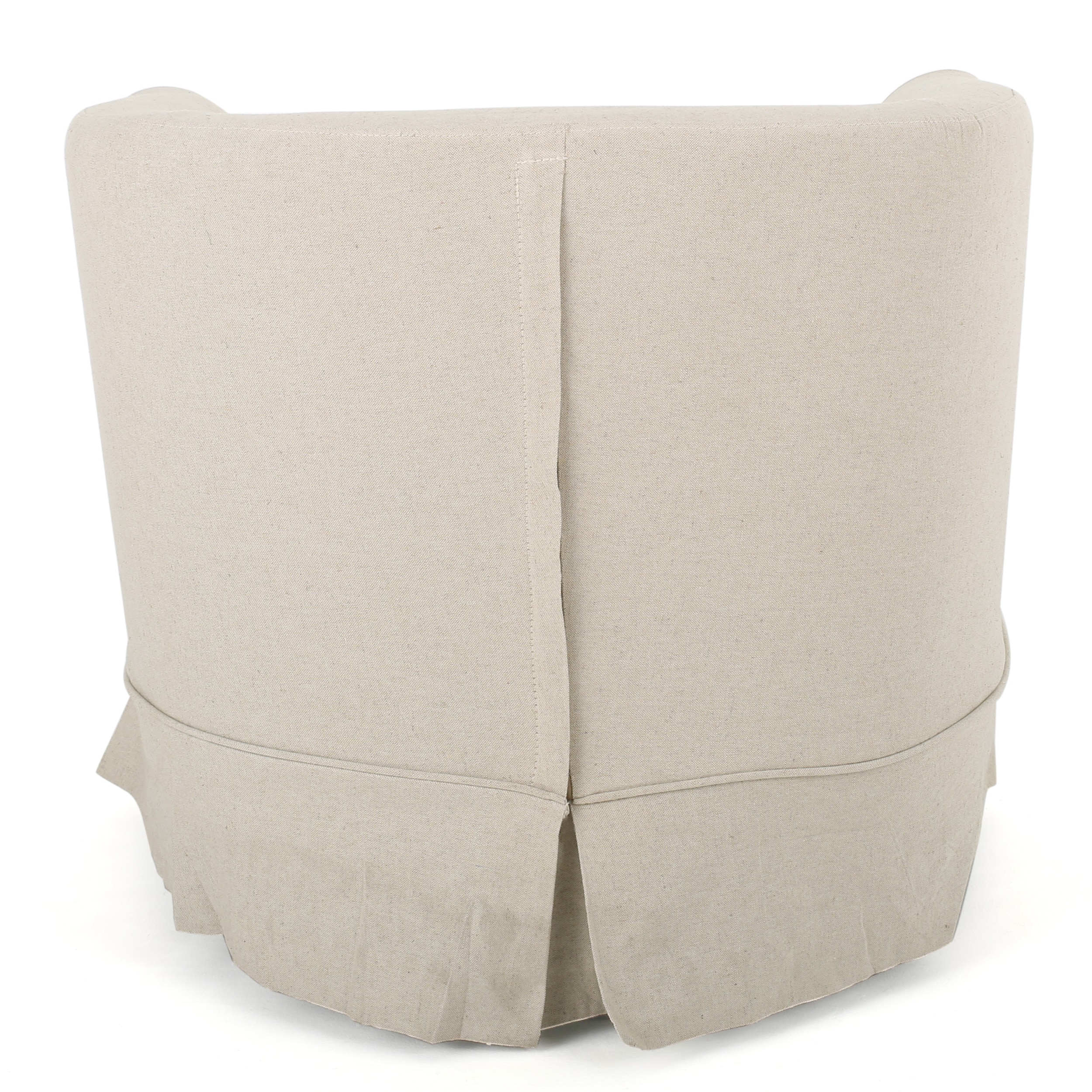 Natural Fabric Barrel Swivel Club Chair with Metal Base