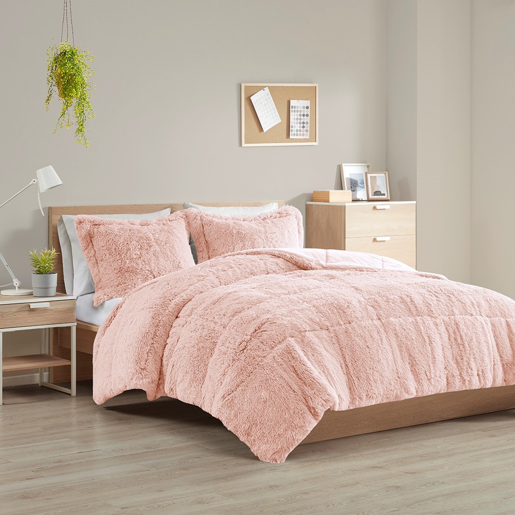 Tinyhomie King/Cal King Shaggy Long Fur Comforter Mini Set