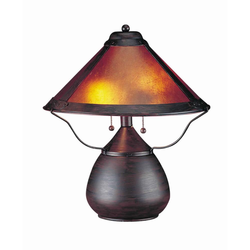 Benzara Table Lamps 17-in Bronze On/Off switch Table Lamp with Mica Shade