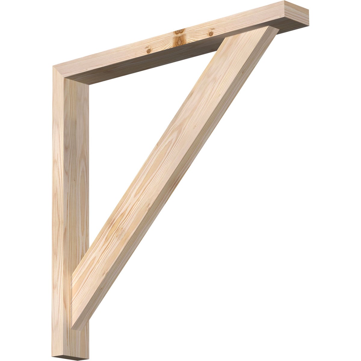 Ekena Millwork 1465029 Traditional Block Smooth Bracket with Offset Brace Douglas Fir Wood Standard Bracket
