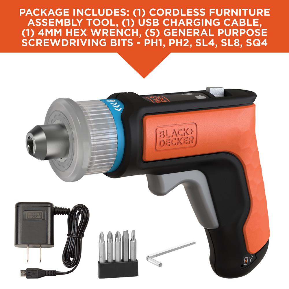  beyond by BLACK+DECKER 4V MAX* Cordless Screwdriver, Hex,  L-Shaped, 2-Inch Assorted Bits (BCRTA601WAPB) , White : Everything Else