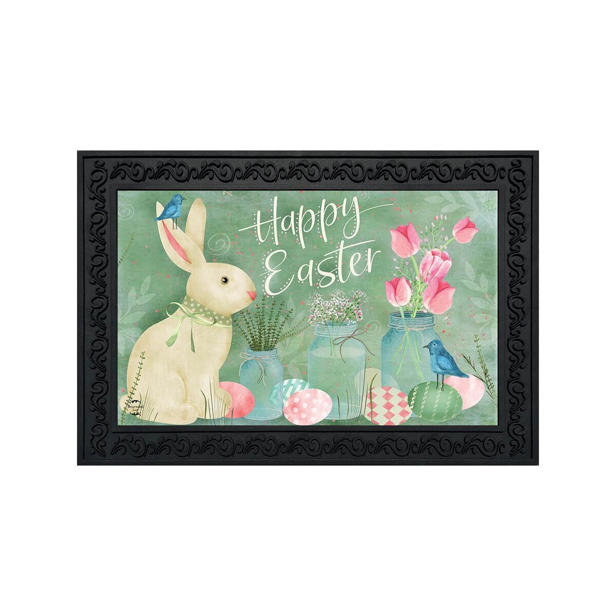 Briarwood Lane Doormat 30x18 Indoor Outdoor Easter Bunny and Tulips ...