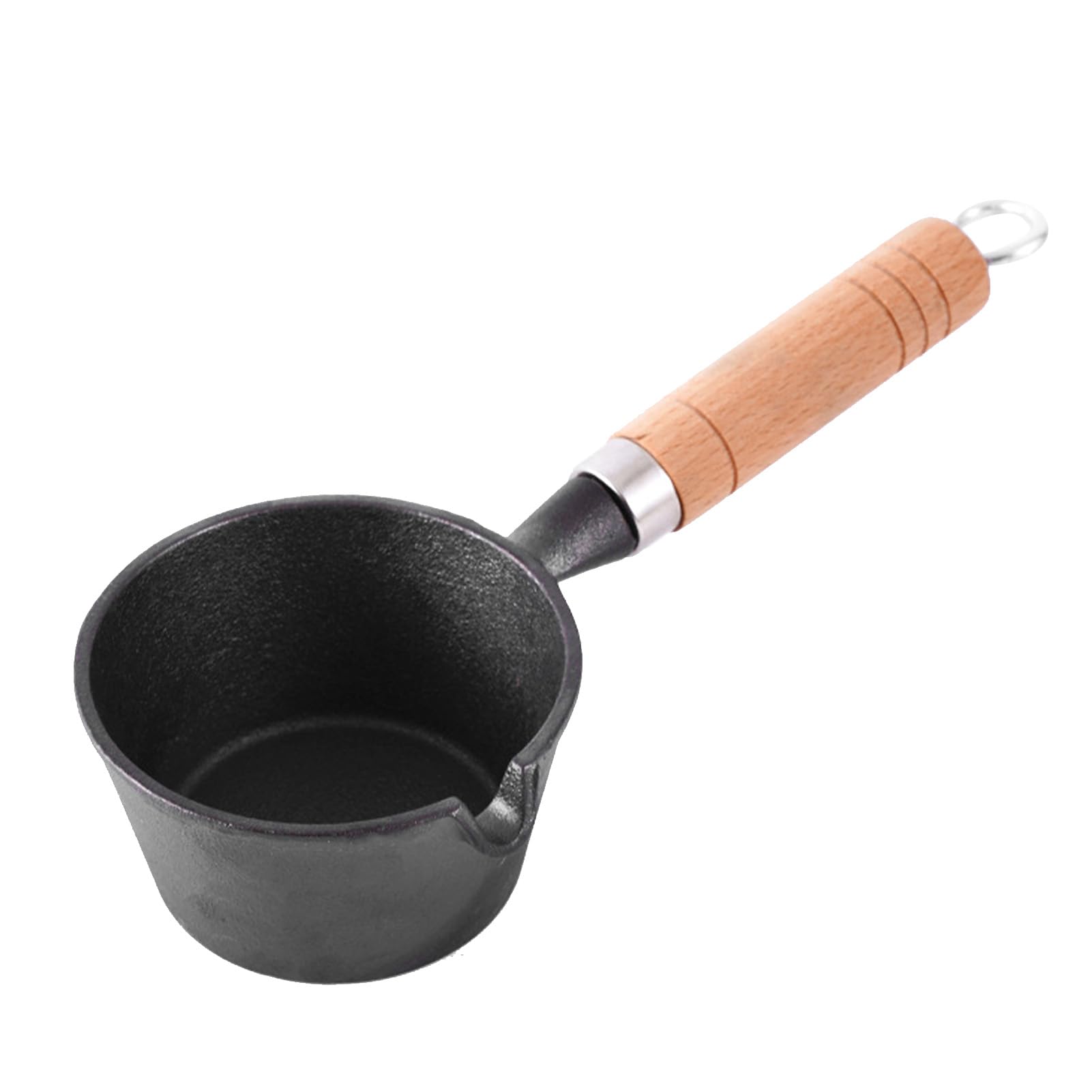DHMHD  Mini Butter Melting Pot Cast Iron Basting Pot for Grill Cooking Round Saucepan with Wooden Handle durable home and garden accessory
