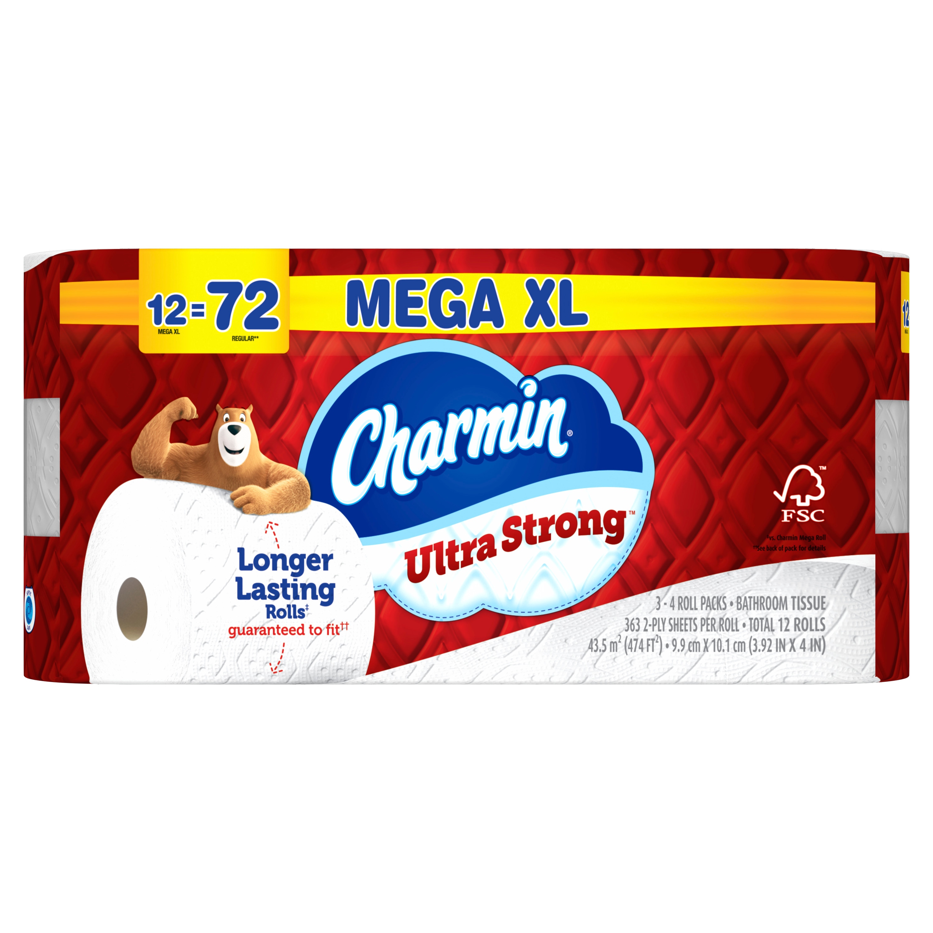 Charmin 3077201609 Mega XL Ultra Strong 12 -Pack 2-ply Toilet Paper