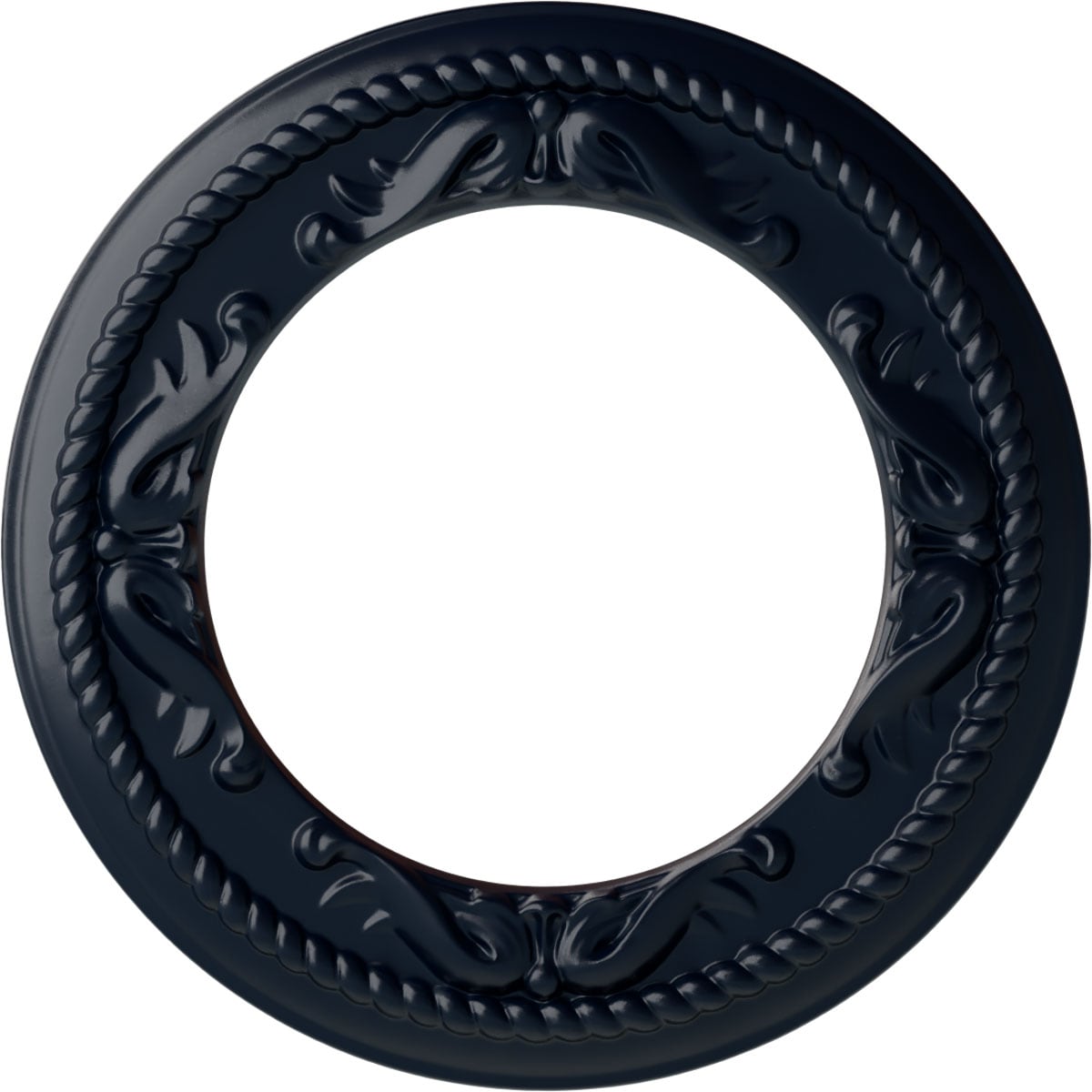 Ekena Millwork CM12MEMDF Roped Medway 12.25-in W x 12.25-in L Painted Midnight Dream Polyurethane Whole Ceiling Medallion