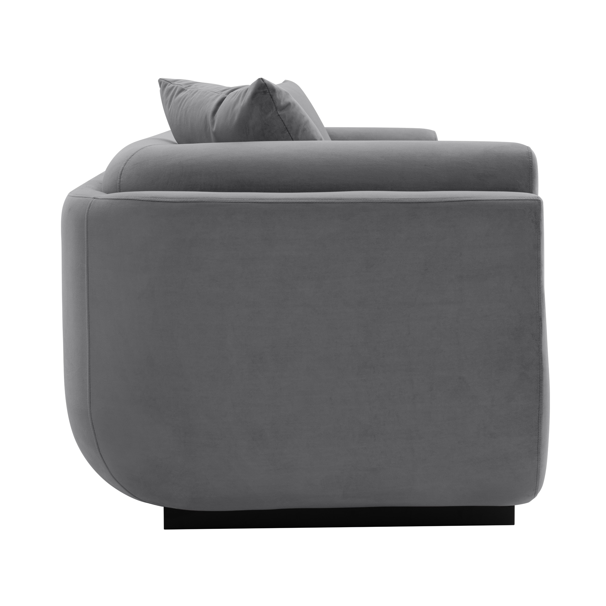 Edmonda Dark Gray Velvet Upholstered Sofa with Pillows