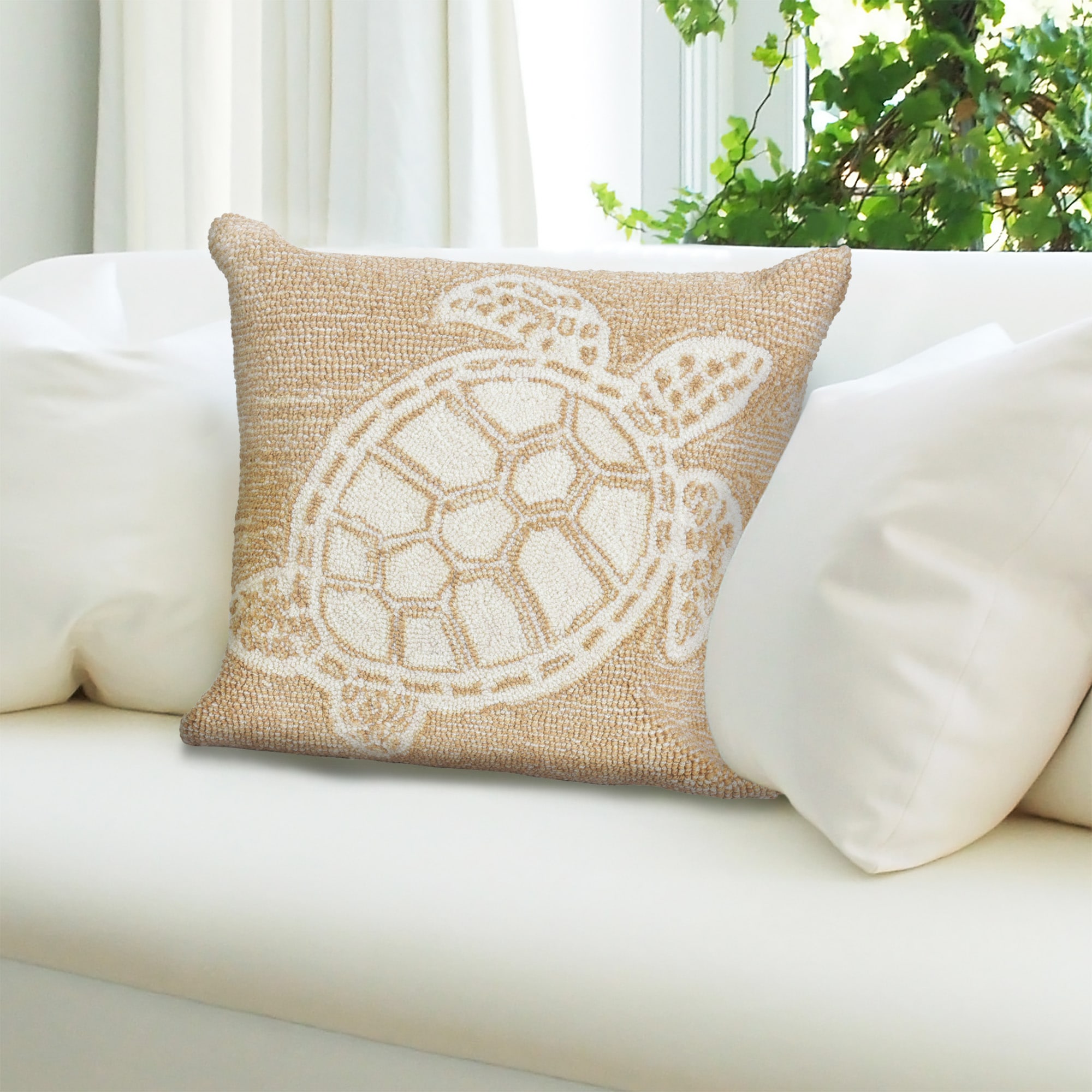 Liora Manne 7FP8S163412 Frontporch 18-in x 18-in Neutral Square Indoor Decorative Pillow
