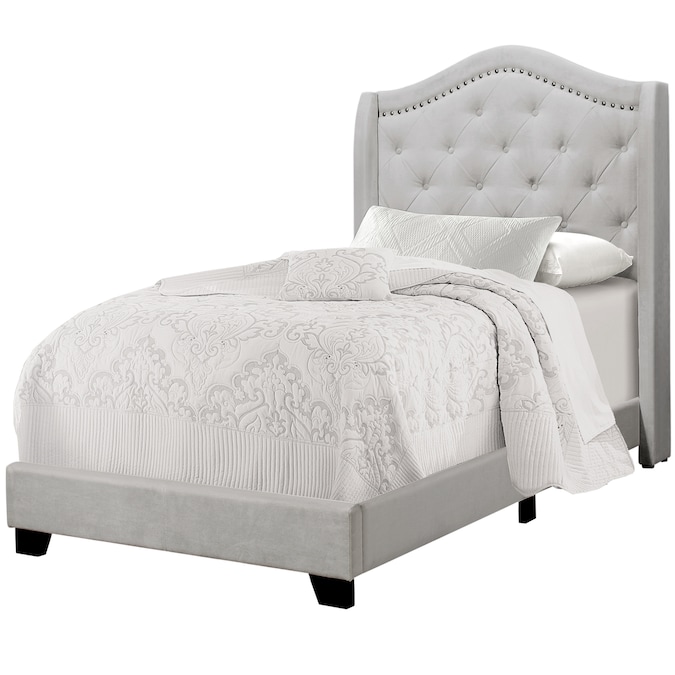 Bed Twin Size Light Grey Velvet, Wayfair Com Twin Beds