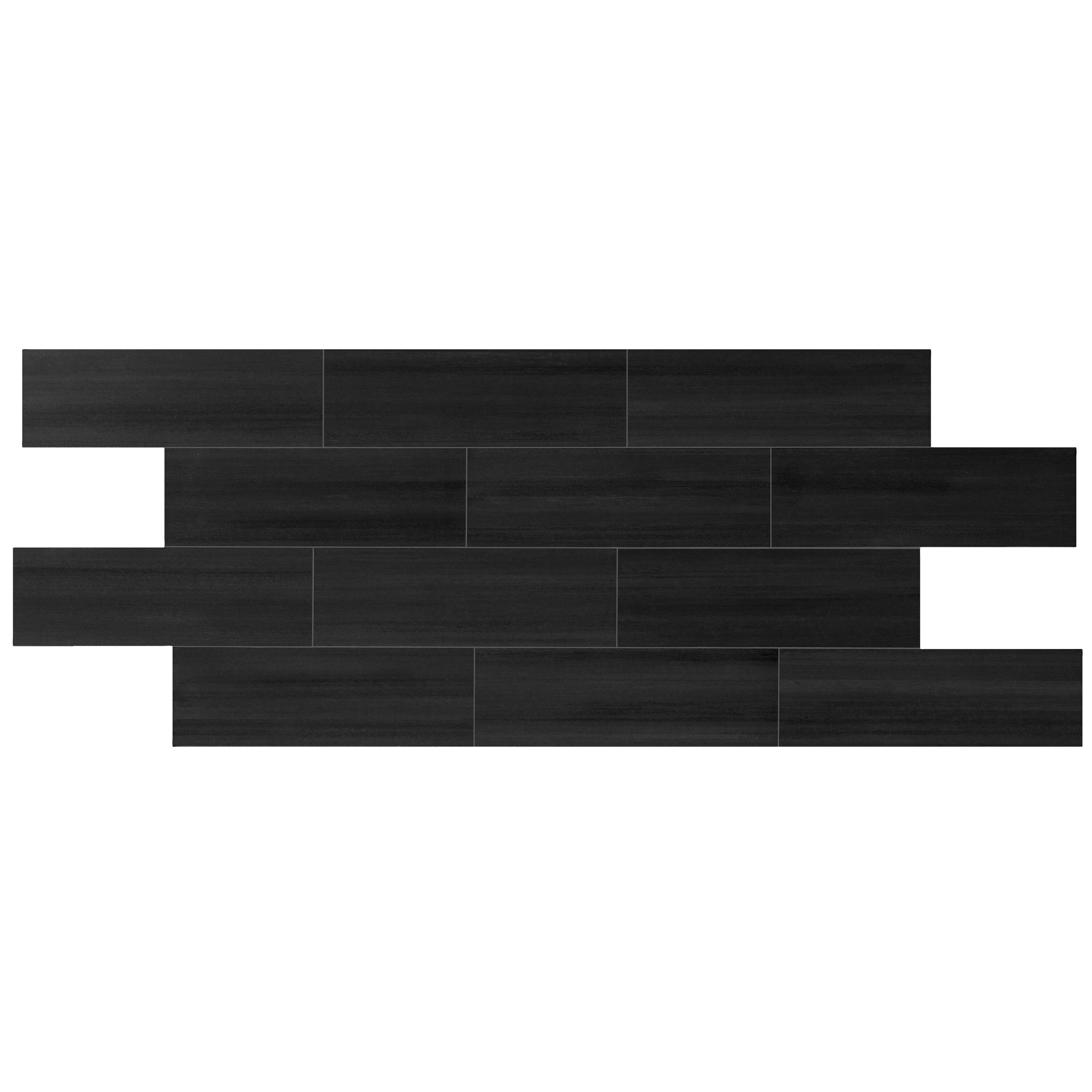 Giorbello G8113 Spazio Lazer Black 4-in x 12-in Matte Porcelain Floor and Wall Tile (8-sq. ft/ Carton)