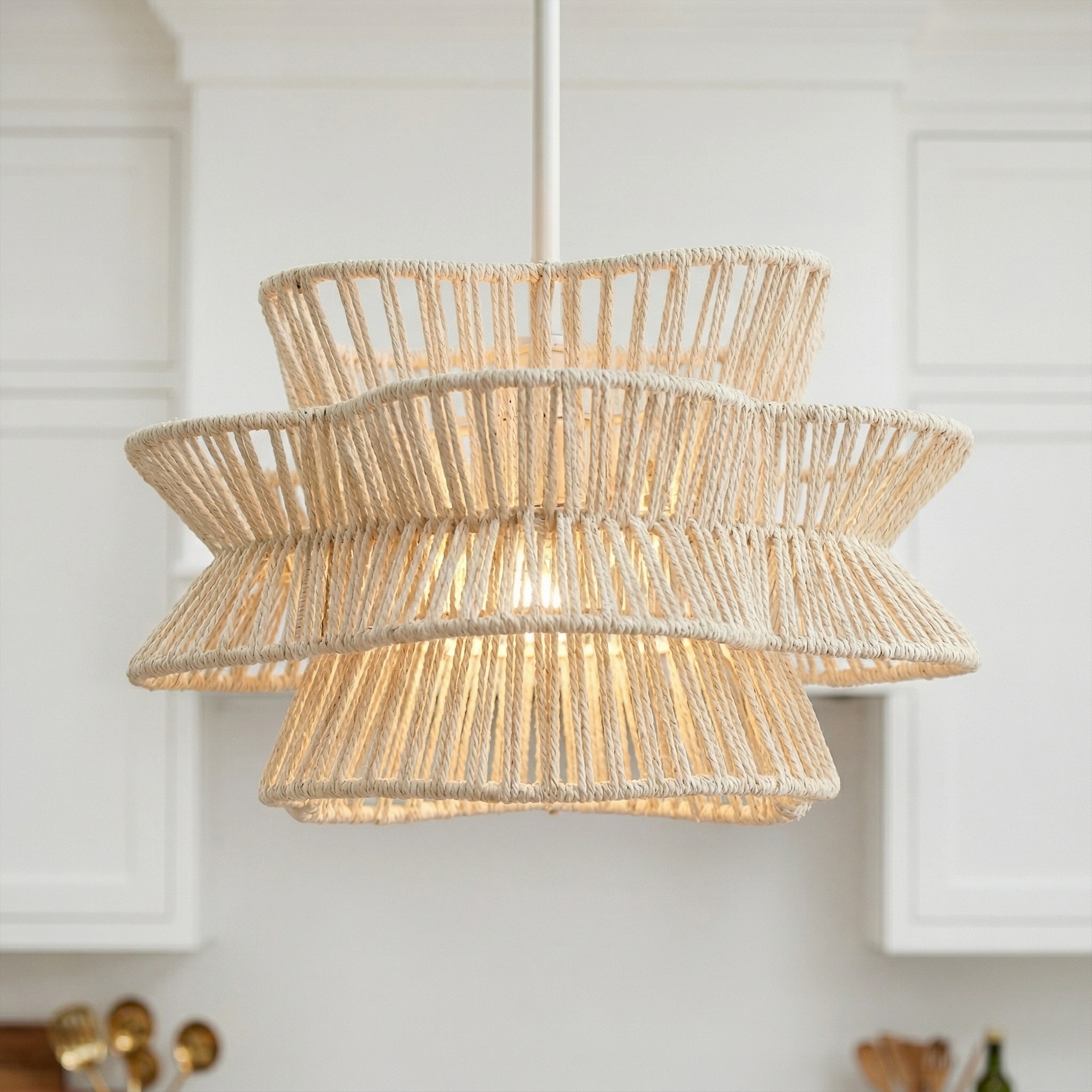 ACROMA Anderson 1 -Light Matte white Modern/contemporary Rectangle Hanging Pendant Light