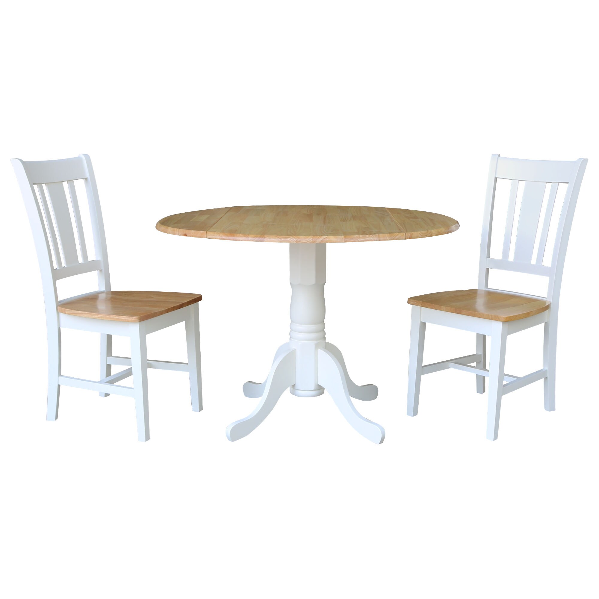International Concepts K02-42DP-C10-2 White/Natural Traditional Dining Room Set with Round Table (Seats 2)