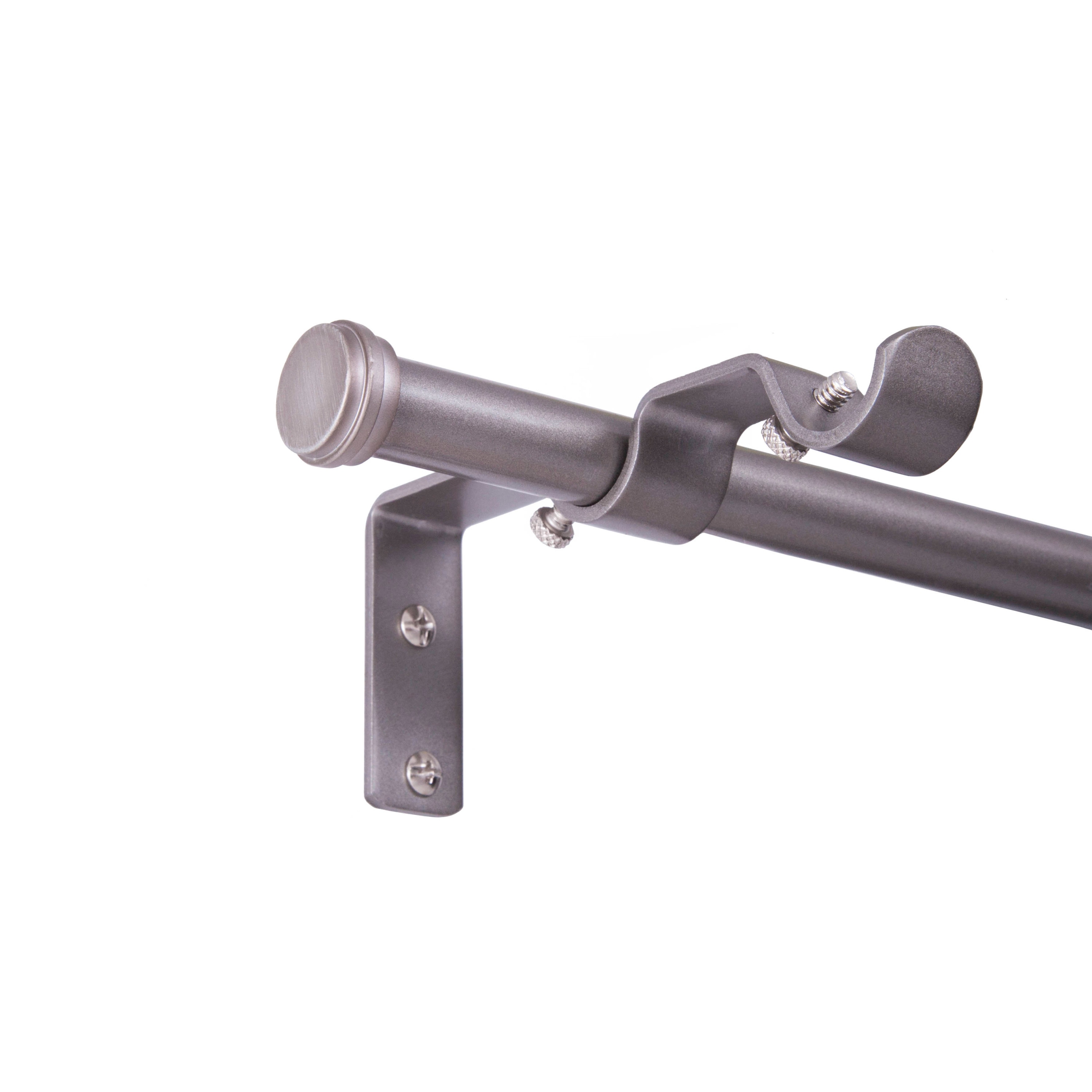 Kenney KN76110 Conversion Kit 42-in to 120-in Pewter Steel Double curtain rod with Finials
