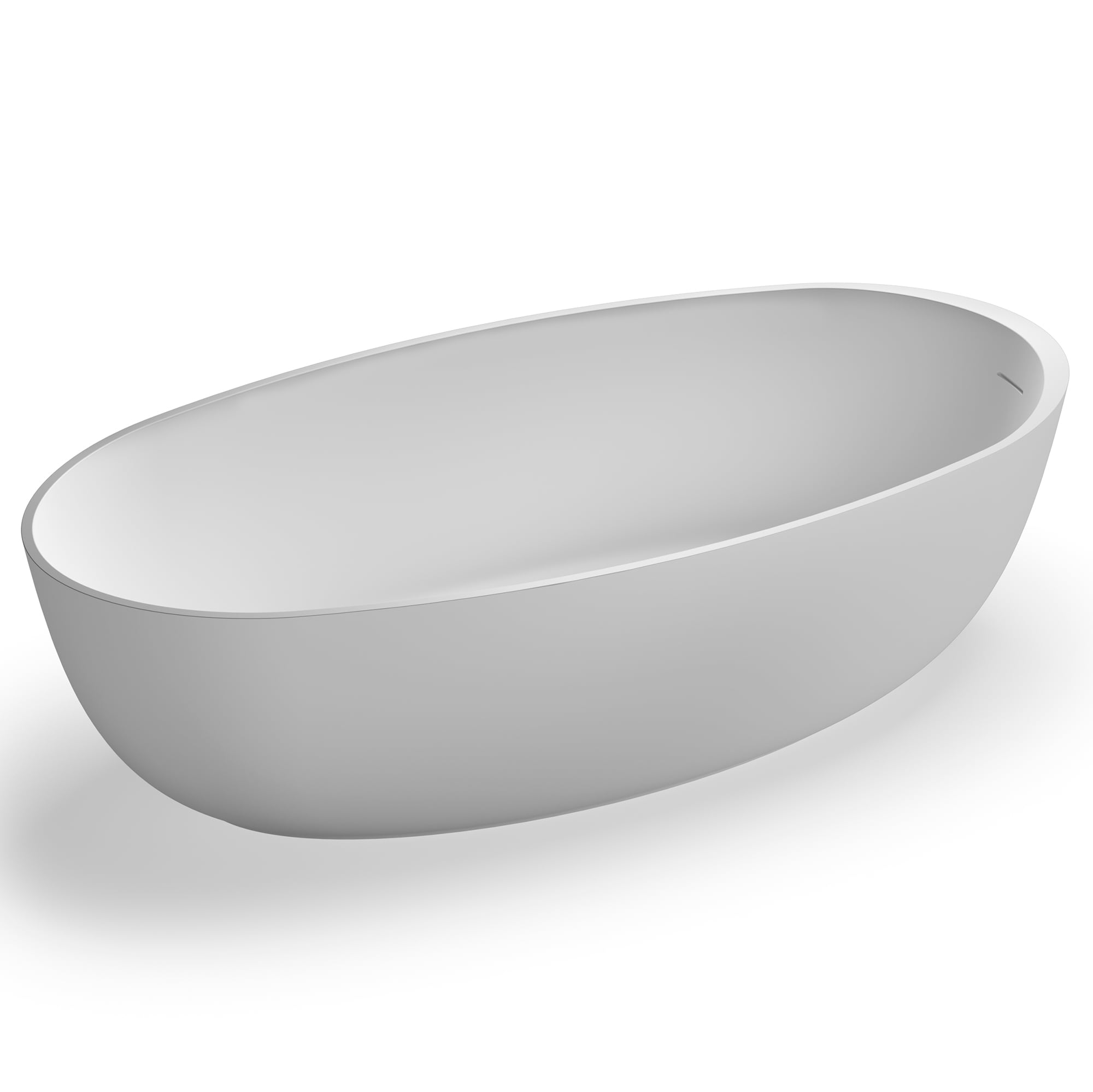 Matte White Oval Freestanding Solid Surface Bath Tub, 66-inch