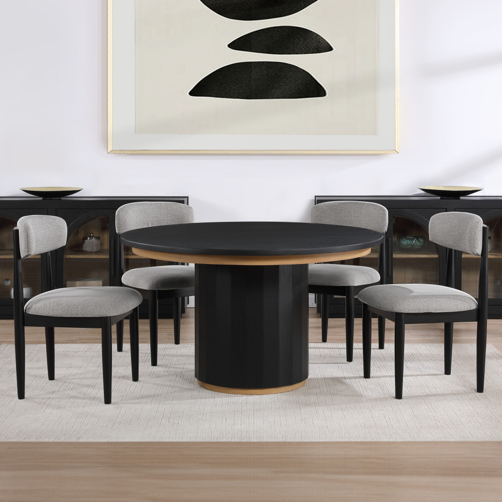 Magnolia Black Transitional Dining Room Set with Round Table ( Seats 4 )